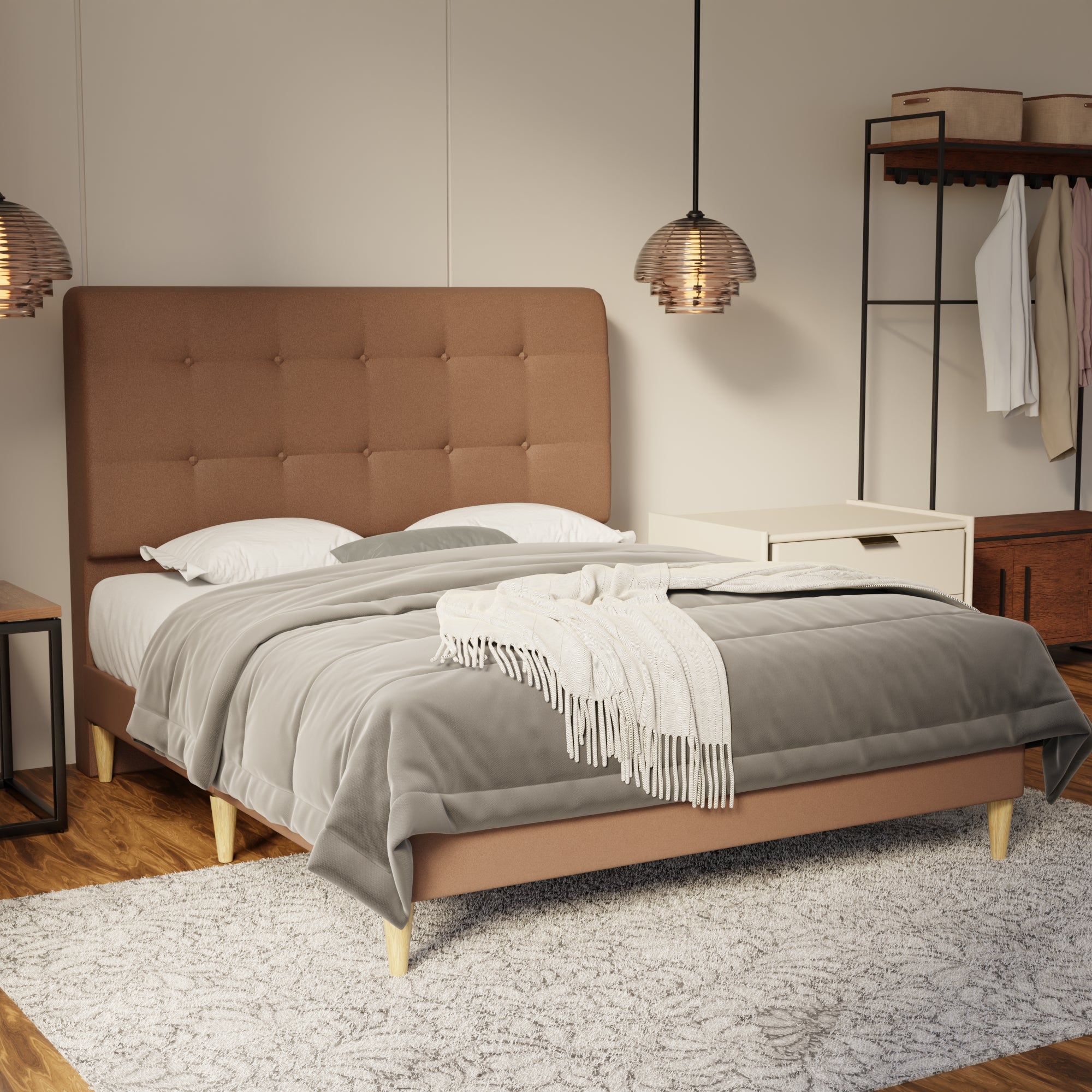 Endora Fabric Bed Frame (Water Repellent & Pet friendly) by Somnuz