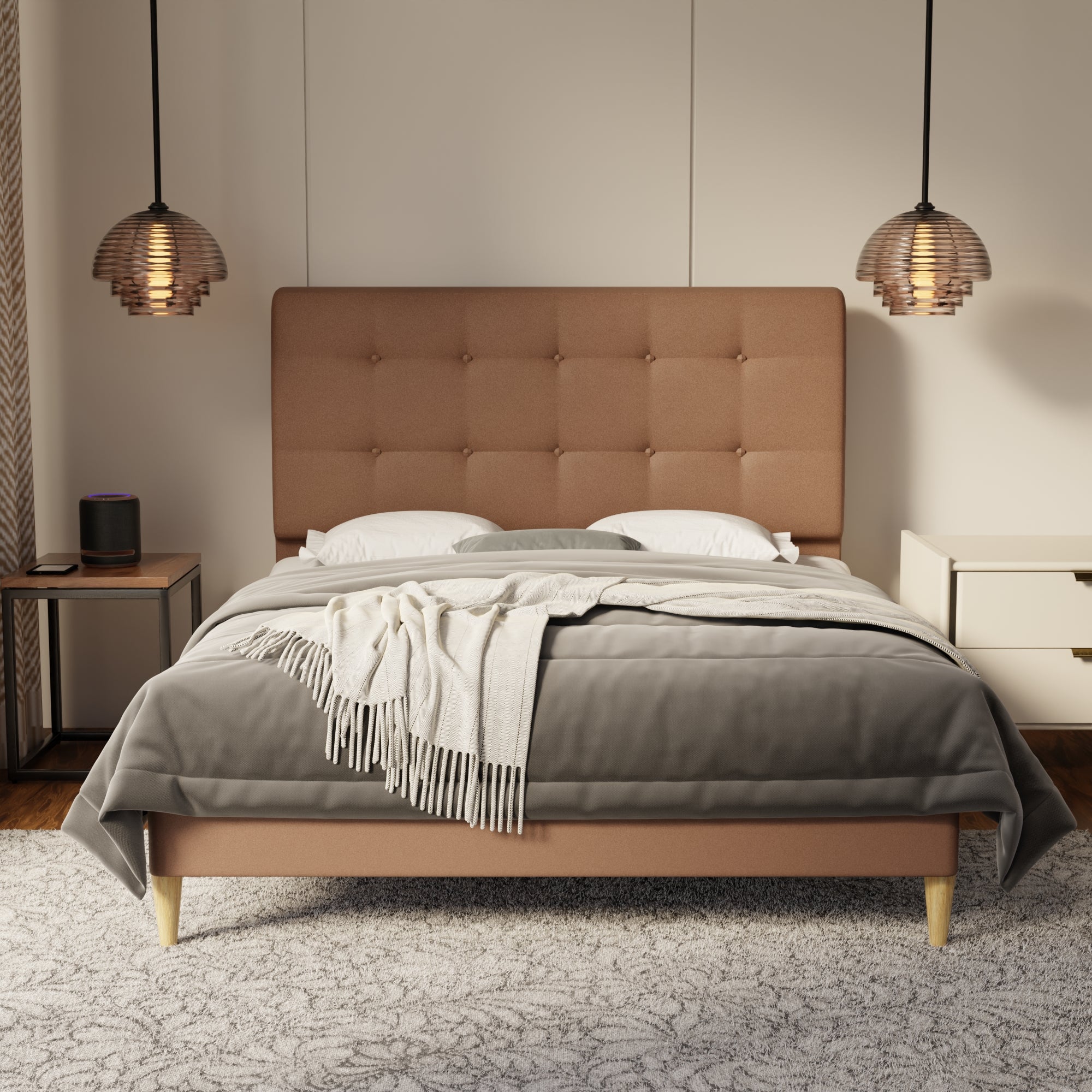 Endora Fabric Bed Frame (Water Repellent & Pet friendly) by Somnuz