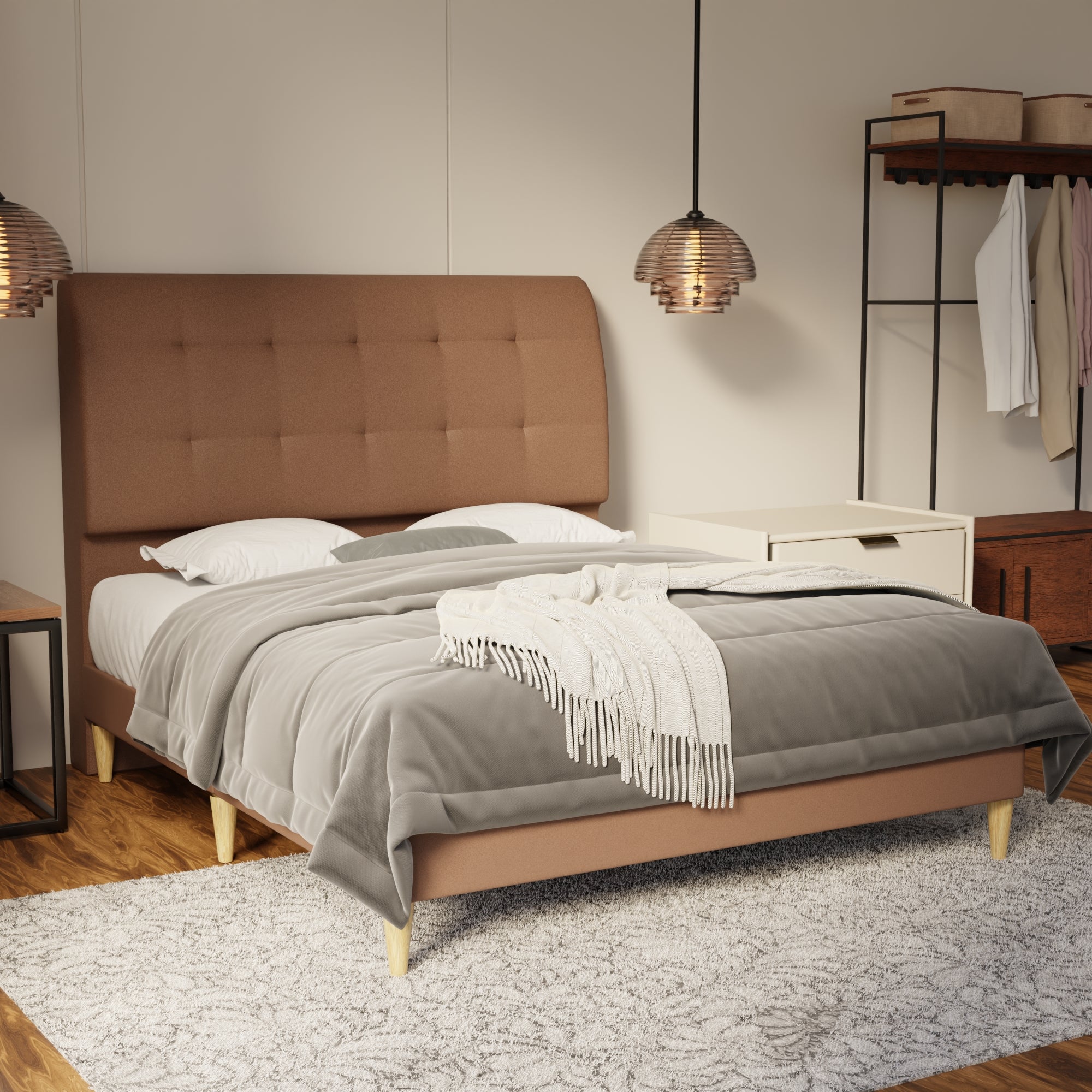 Haldor Fabric Bed Frame (Water Repellent & Pet friendly) by Somnuz