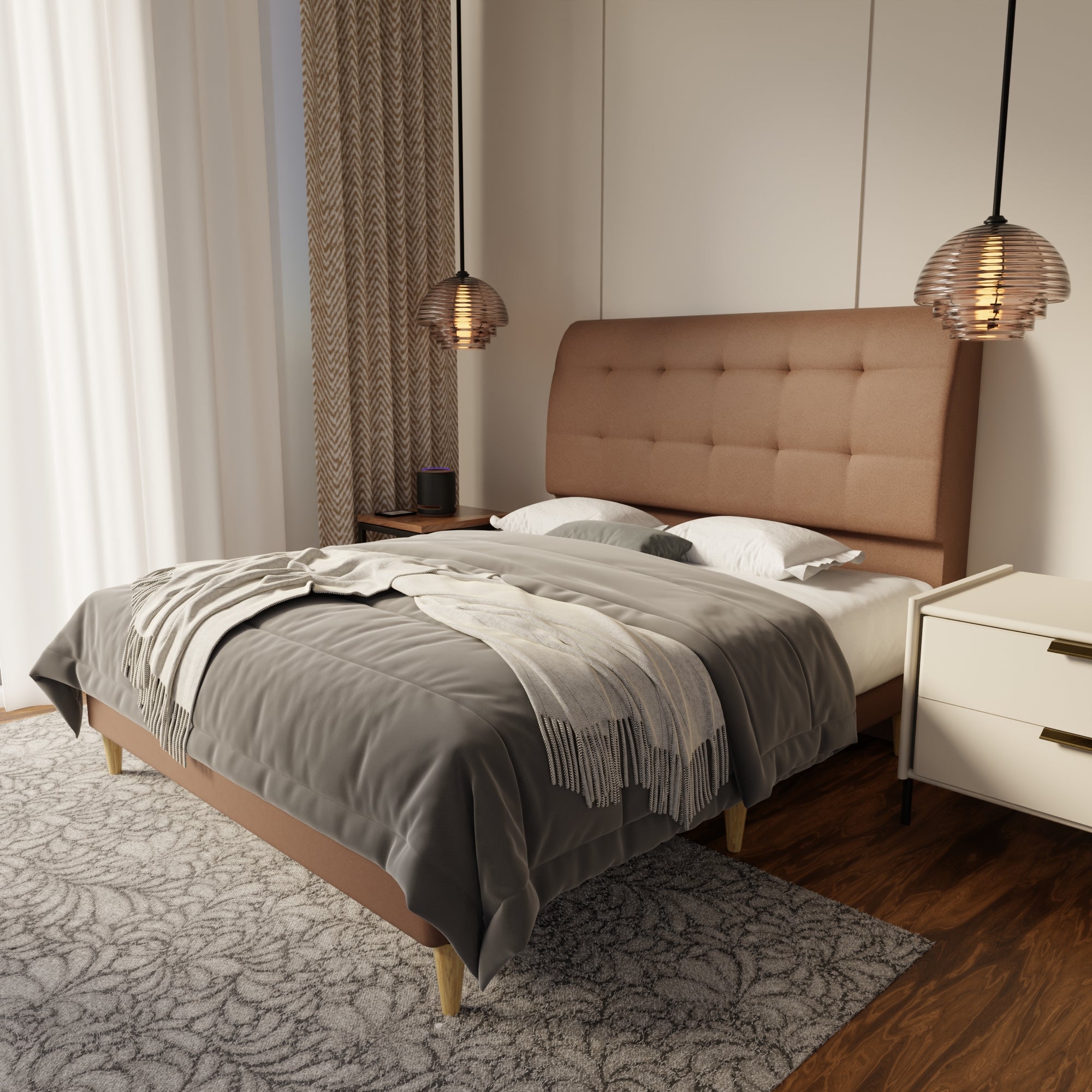 Haldor Fabric Bed Frame (Water Repellent & Pet friendly) by Somnuz