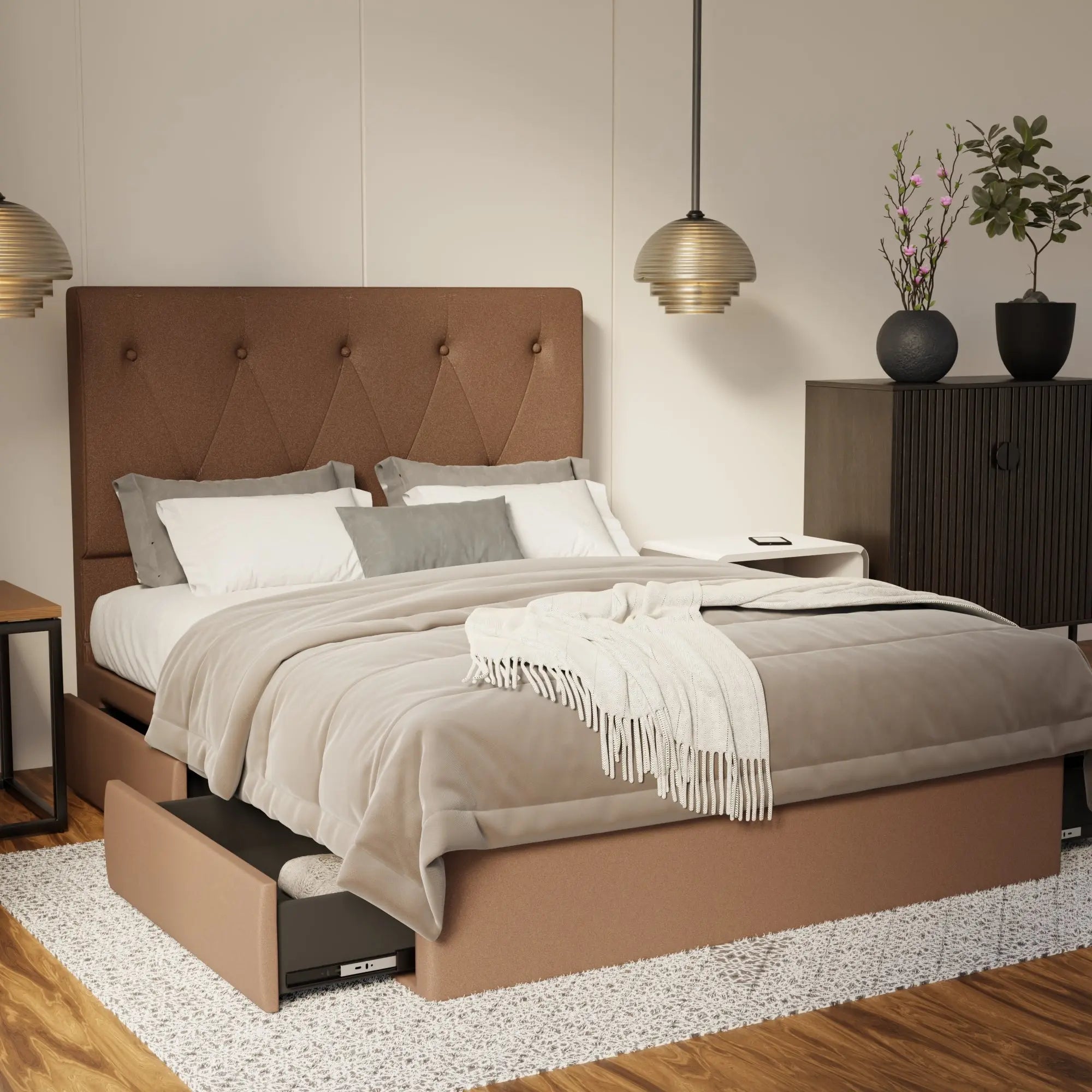 Valen Fabric Drawer Bed Frame (Water Repellent & Pet Friendly) SSE