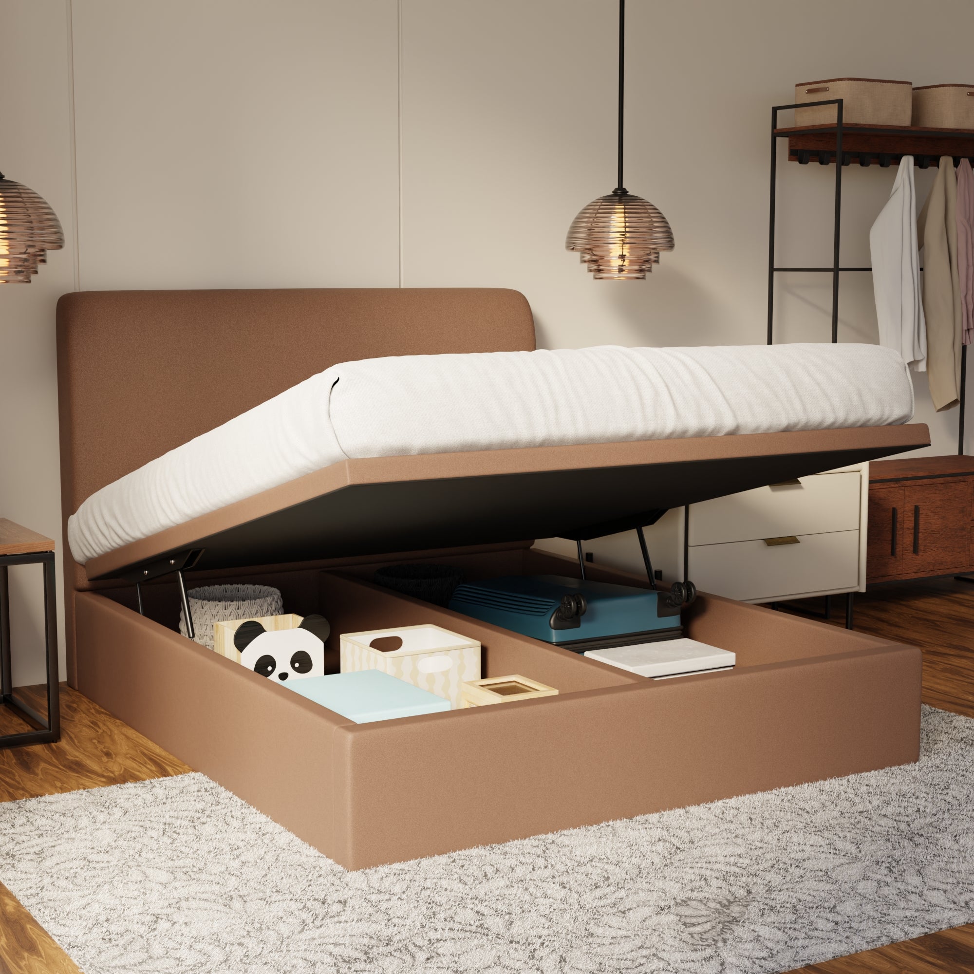 Vintaro Fabric Storage Bed Frame (Water Repellent & Pet Friendly) by Somnuz