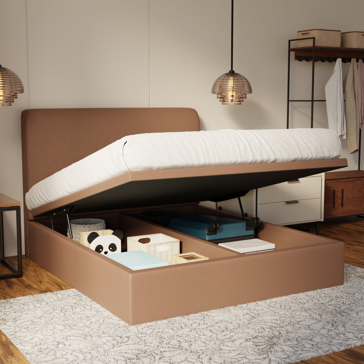 Vintaro Fabric Storage Bed Frame (Water Repellent & Pet Friendly) by Somnuz