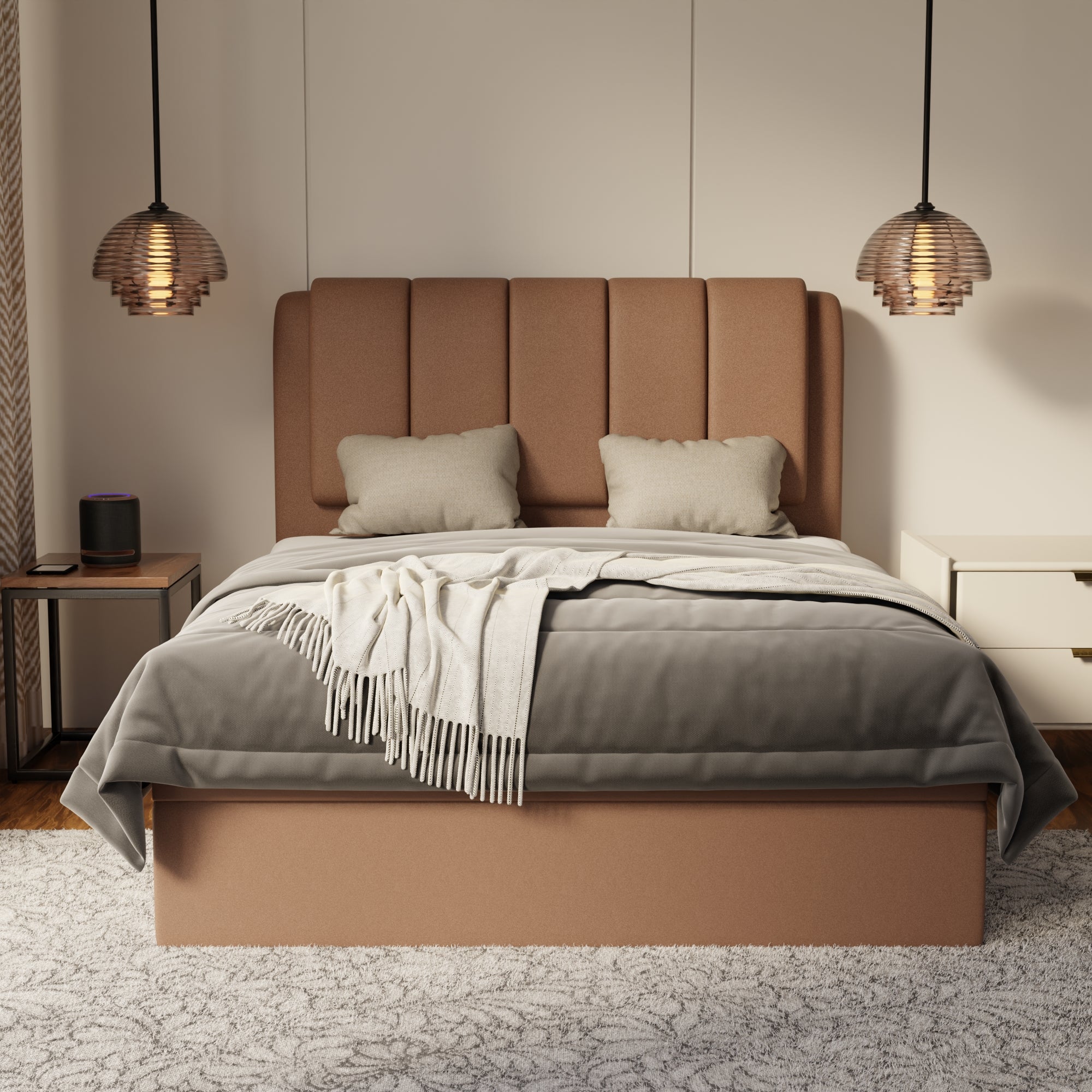 Asteron Fabric Storage Bed Frame (Water Repellent & Pet Friendly) by Somnuz