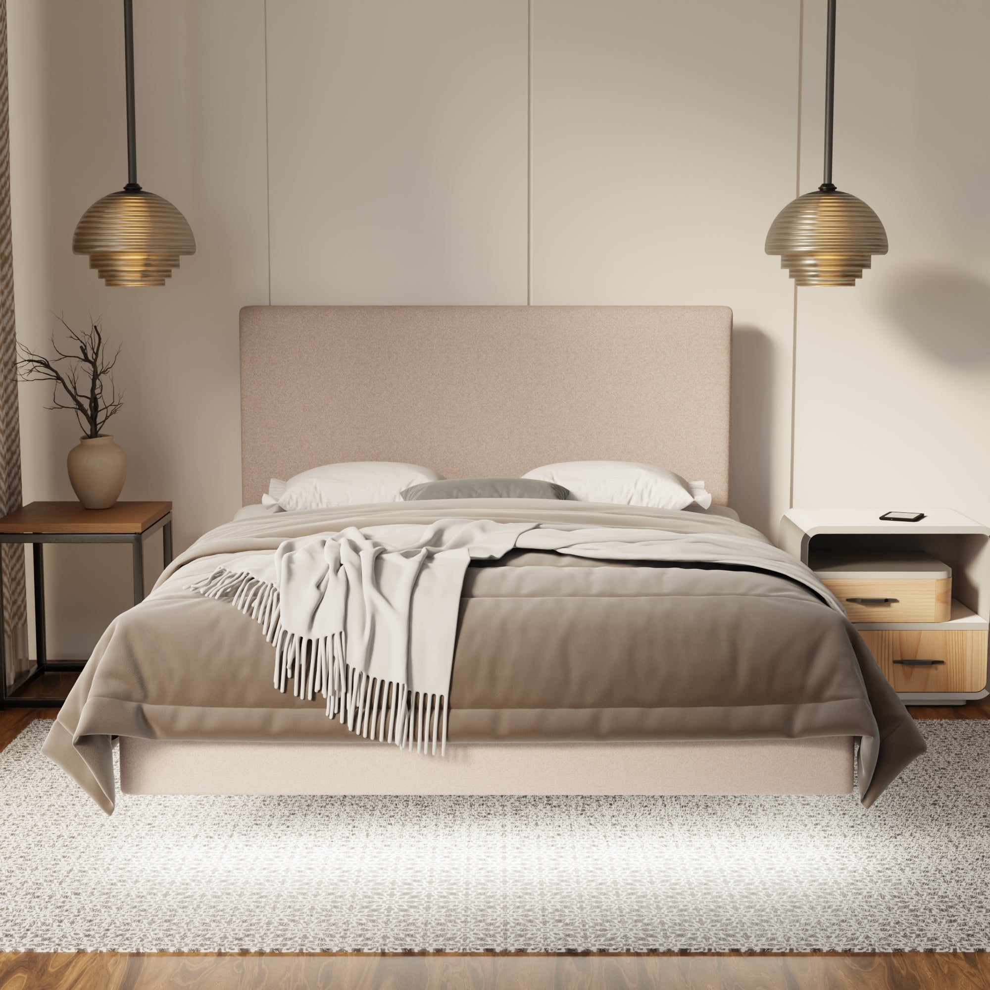 Kira Fabric Floating Bed Frame (Water Repellent, Pet Friendly & LED) SSE