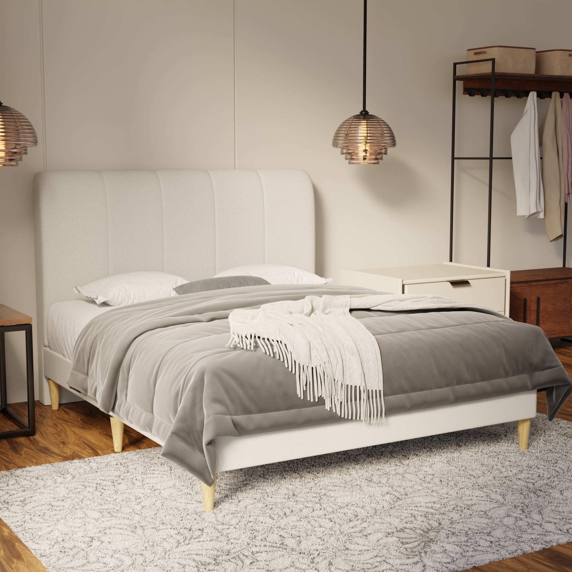 Caldrin Fabric Bed Frame (Water Repellent & Pet friendly) by Somnuz
