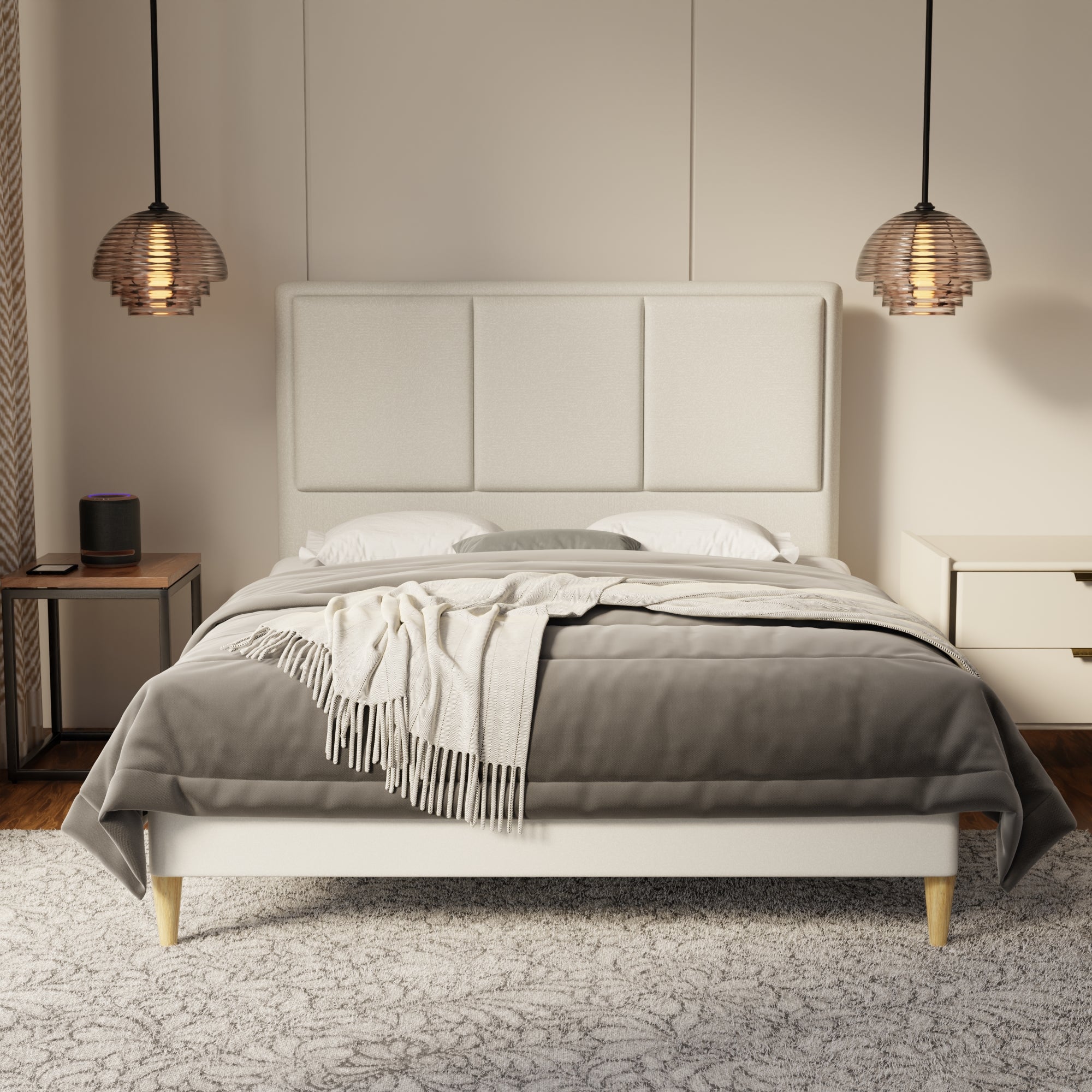 Velmira Fabric Bed Frame (Water Repellent & Pet friendly) by Somnuz