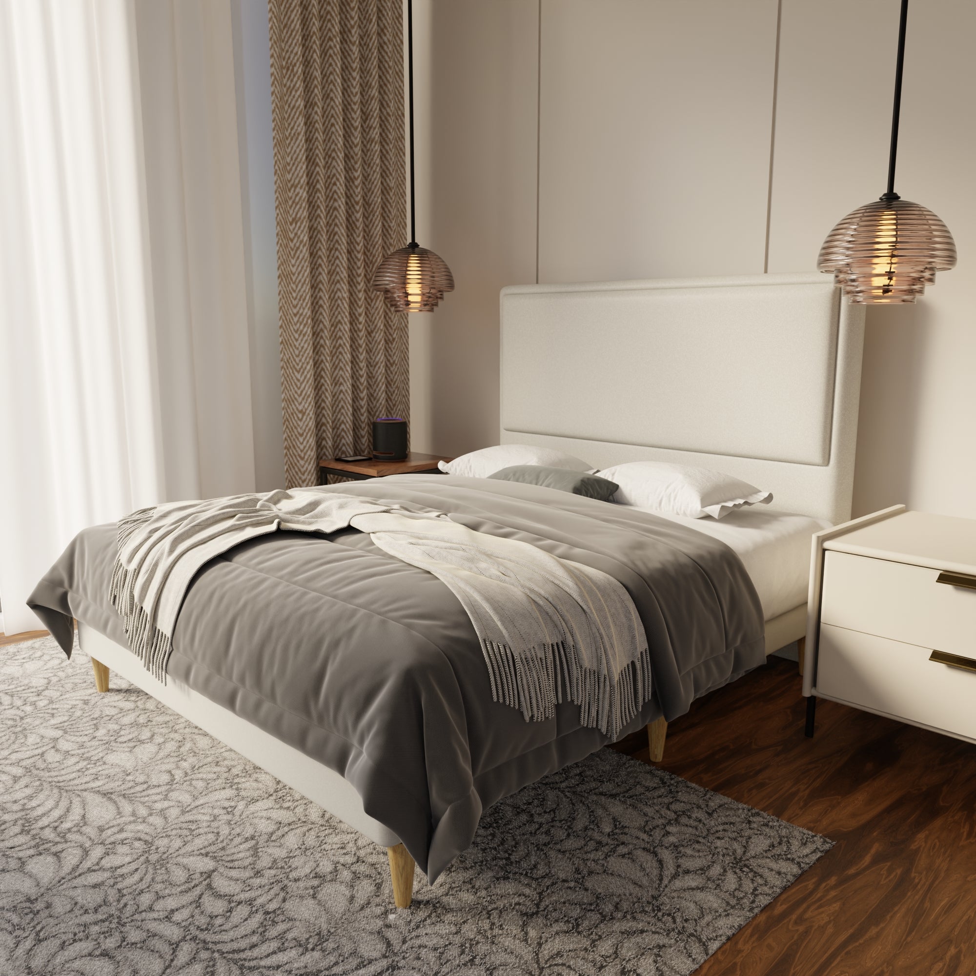 Shiro Fabric Bed Frame (Water Repellent & Pet friendly) by Somnuz