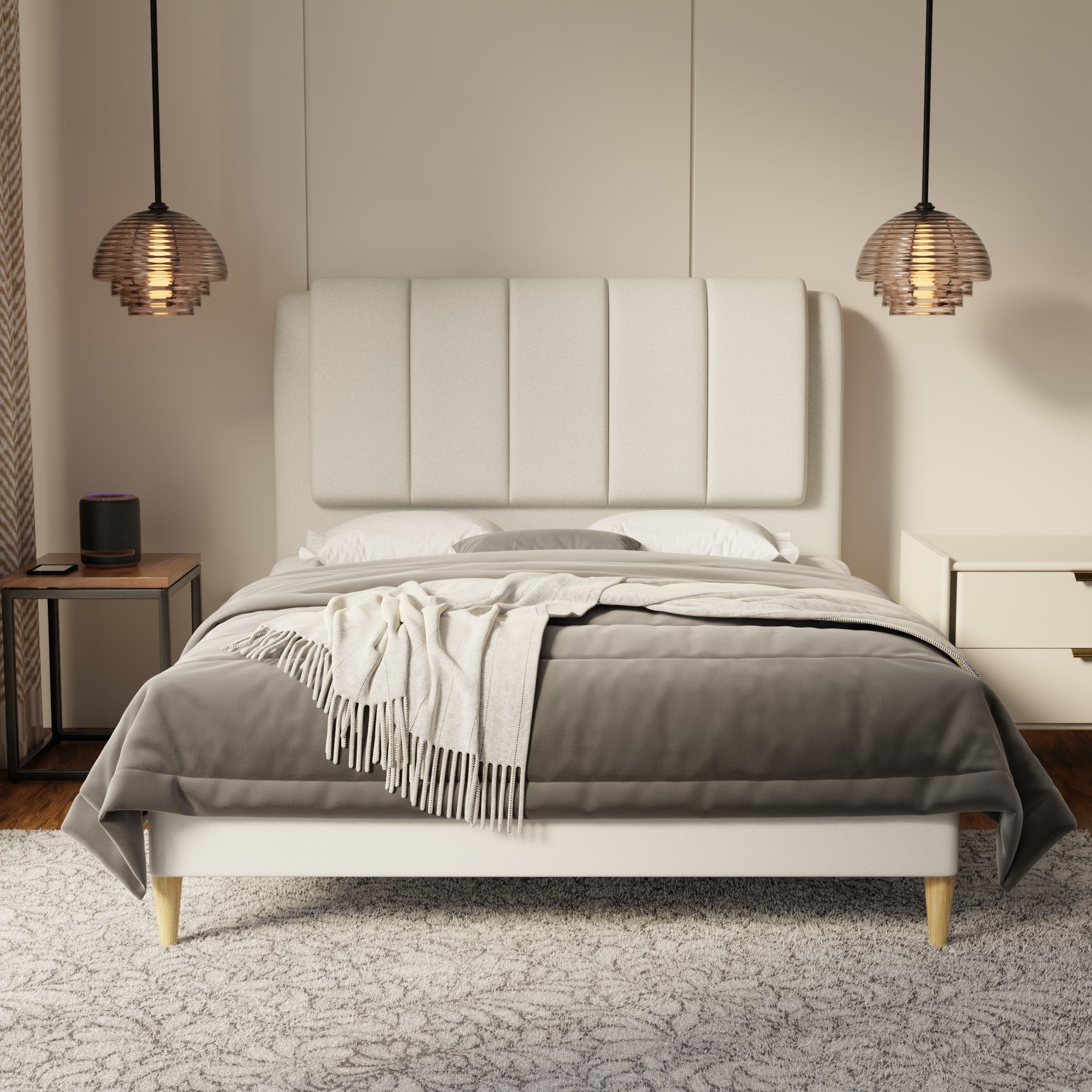 Asteron Fabric Bed Frame (Water Repellent & Pet friendly) by Somnuz
