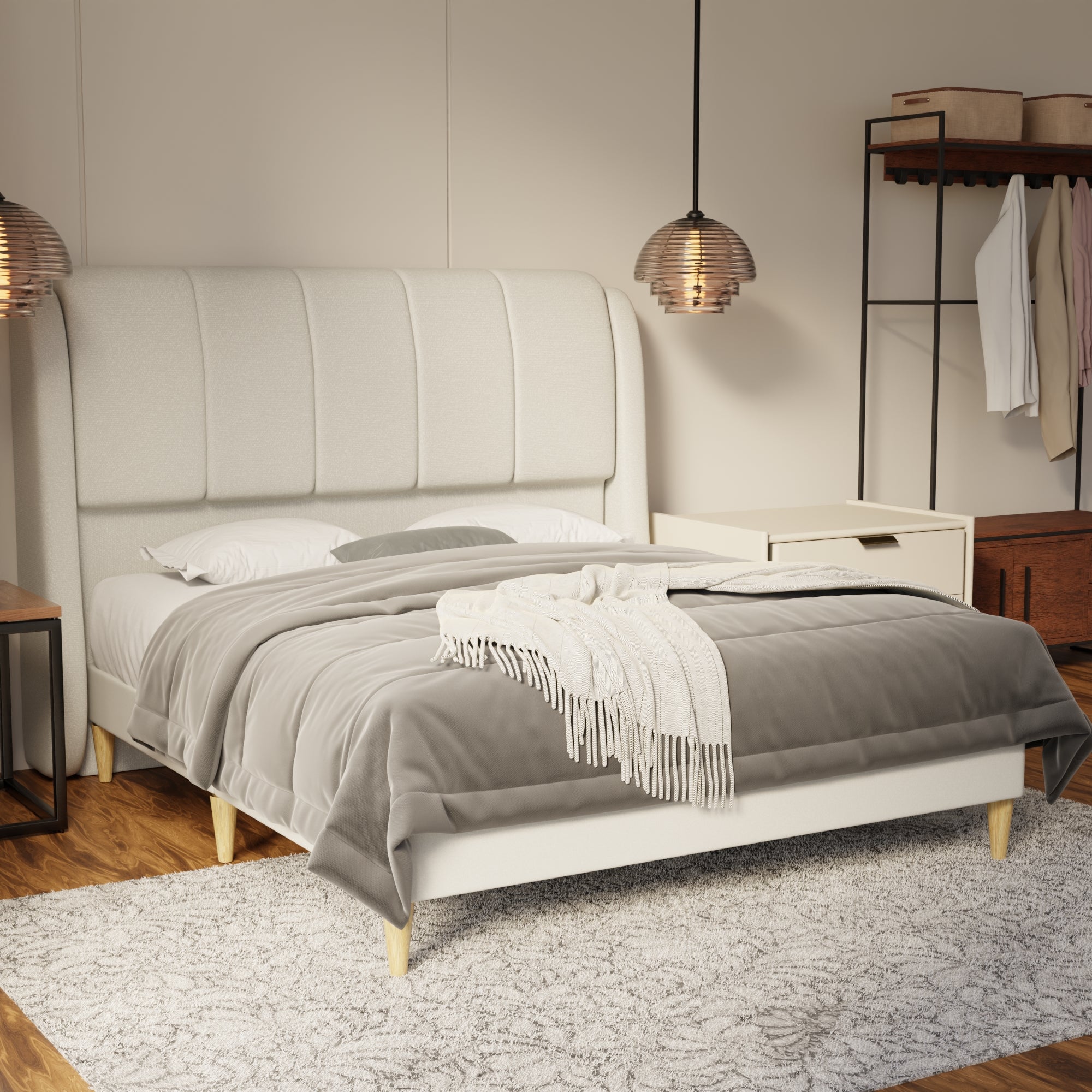 Brinley Fabric Bed Frame (Water Repellent & Pet friendly) by Somnuz