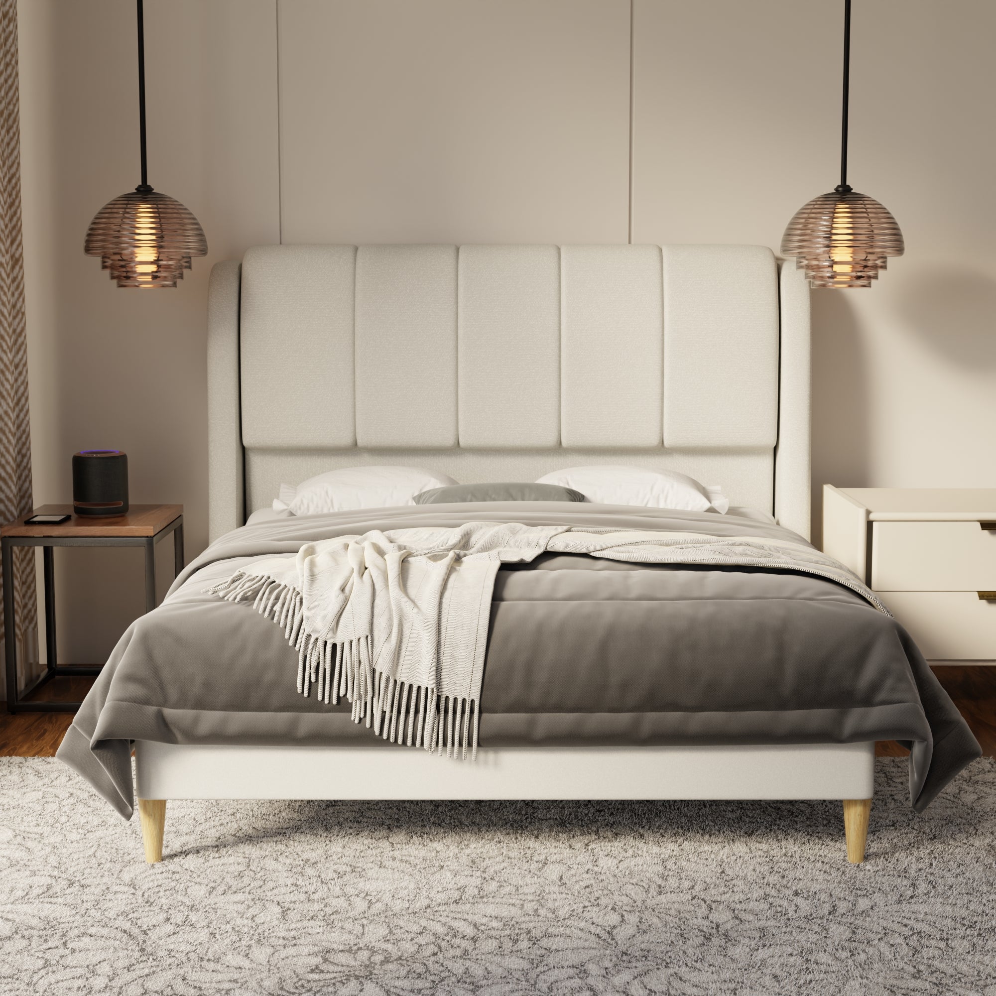 Brinley Fabric Bed Frame (Water Repellent & Pet friendly) by Somnuz
