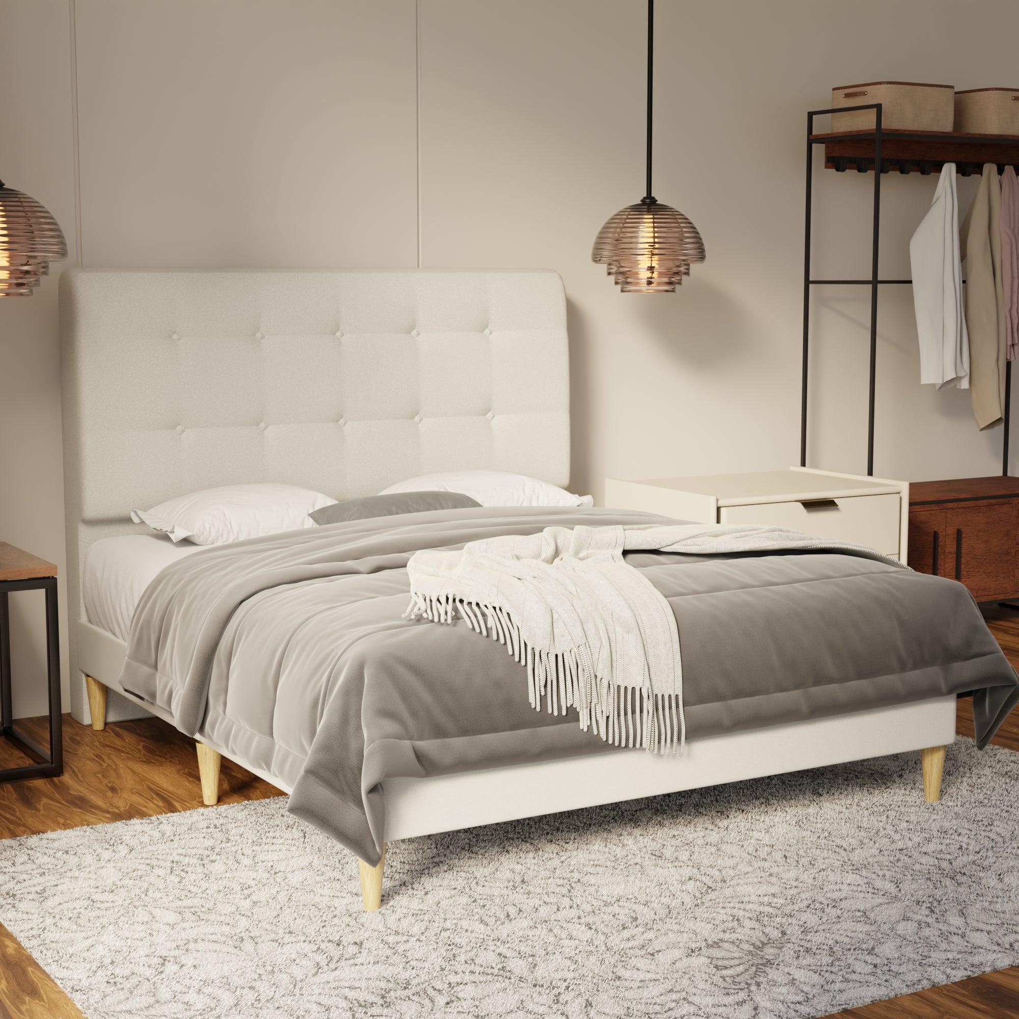 Endora Fabric Bed Frame (Water Repellent & Pet friendly) by Somnuz
