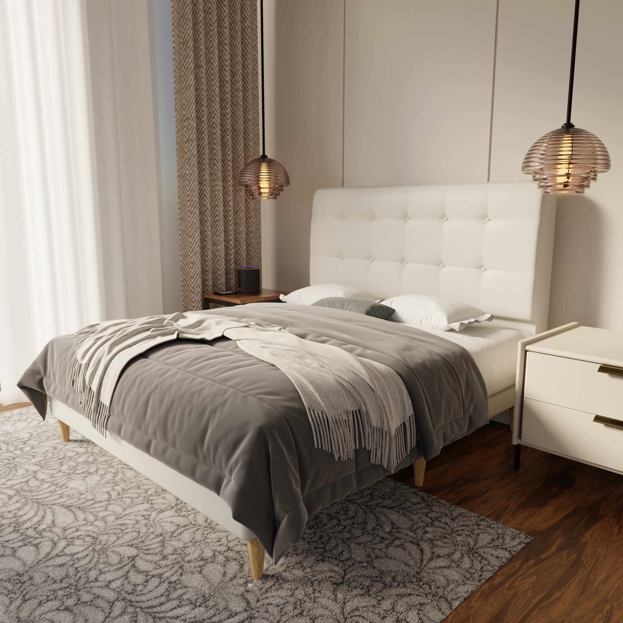 Endora Fabric Bed Frame (Water Repellent & Pet friendly) by Somnuz