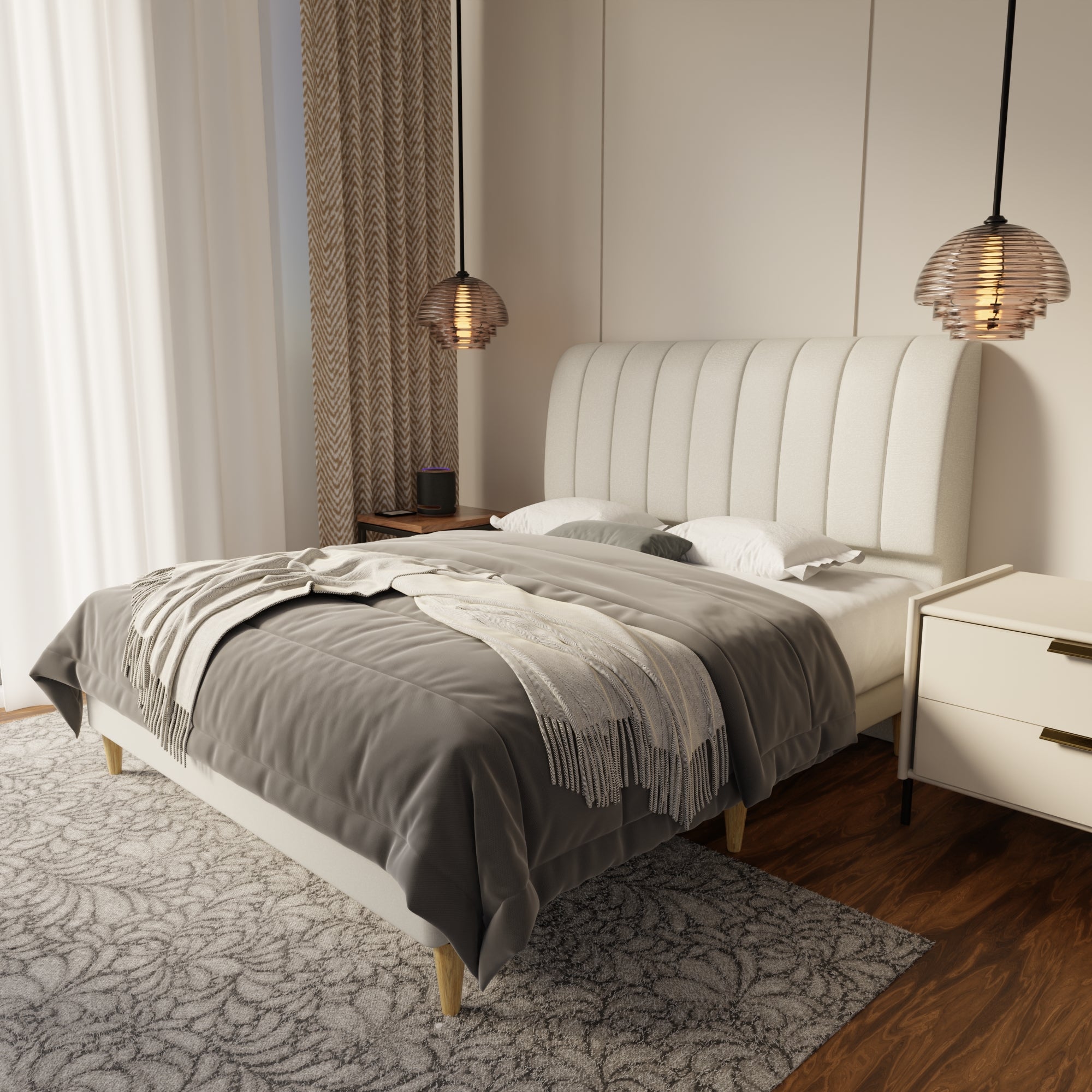 Kuro Fabric Bed Frame (Water Repellent & Pet friendly) by Somnuz