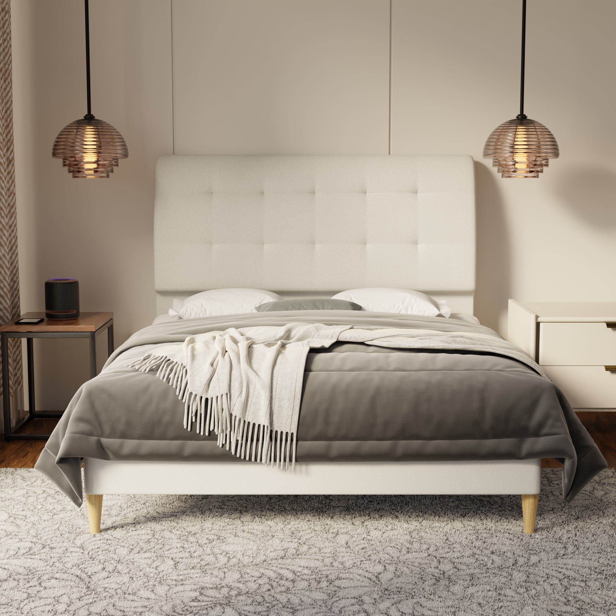 Haldor Fabric Bed Frame (Water Repellent & Pet friendly) by Somnuz