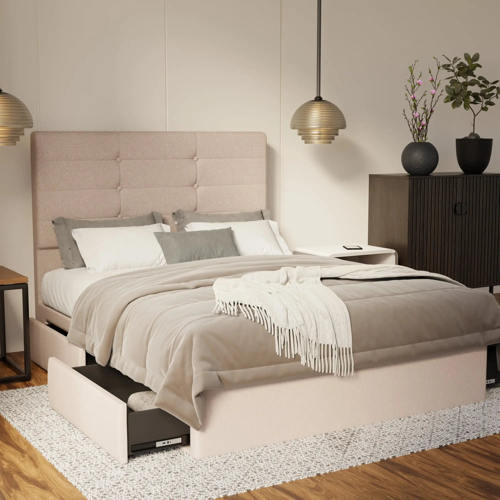 Kaelen Fabric Drawer Bed Frame (Water Repellent & Pet Friendly) SSE