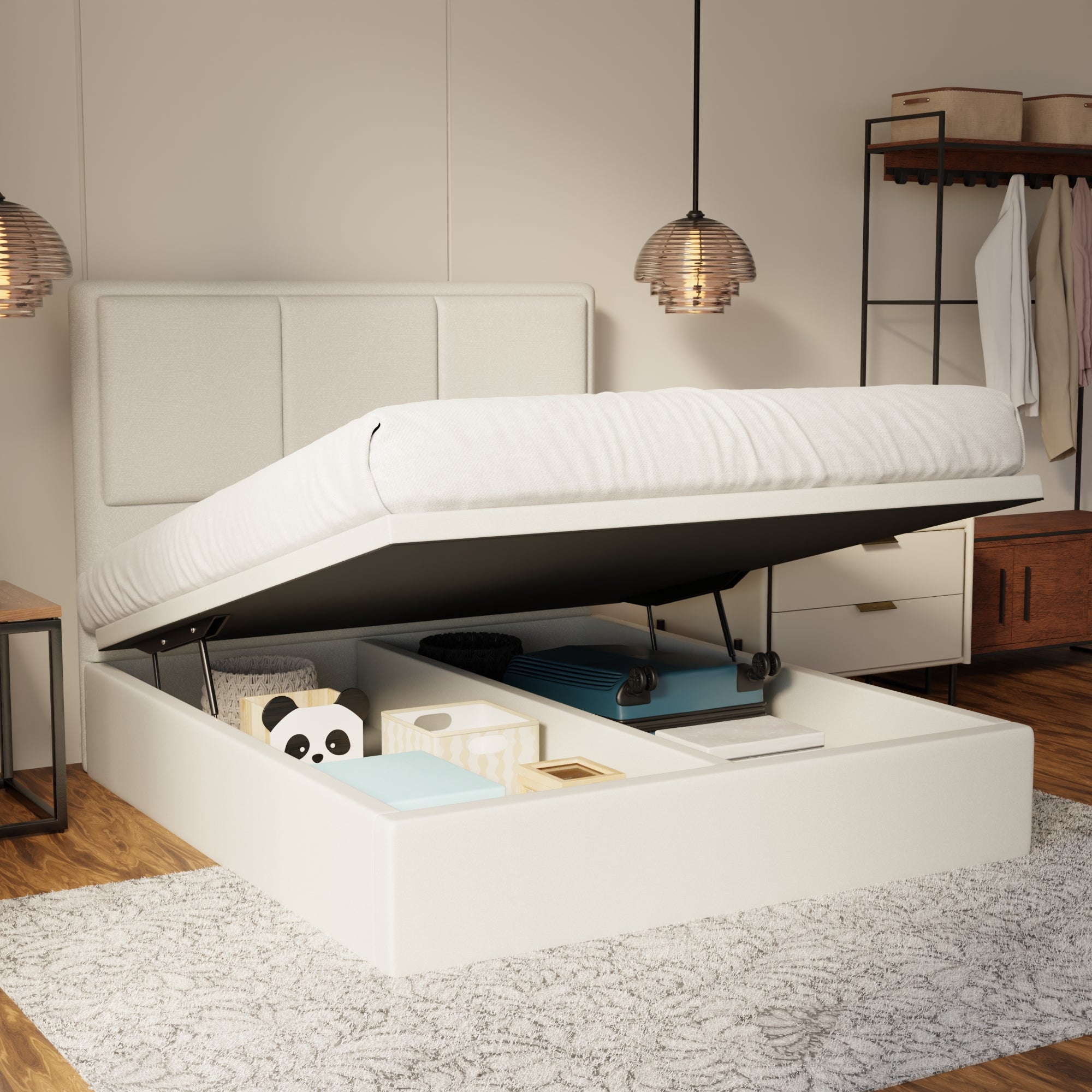 Velmira Fabric Storage Bed Frame (Water Repellent & Pet Friendly) by Somnuz