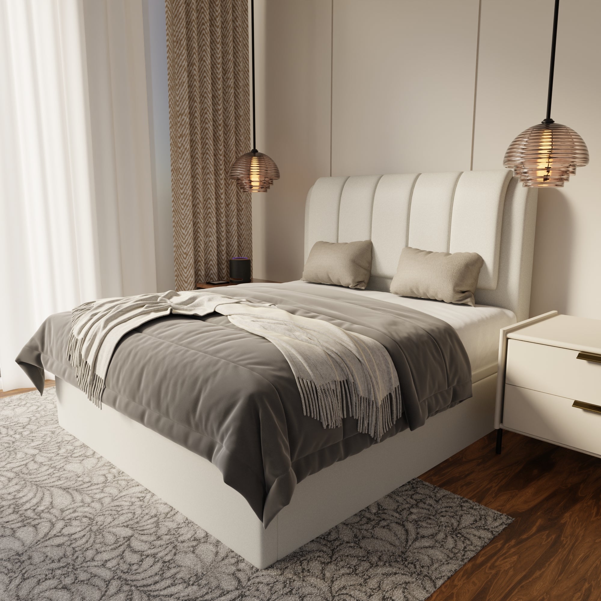 Asteron Fabric Storage Bed Frame (Water Repellent & Pet Friendly) by Somnuz
