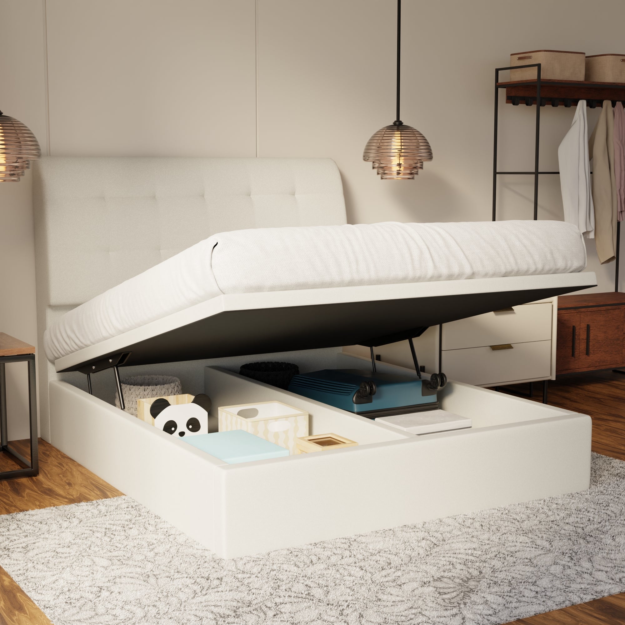 Haldor Fabric Storage Bed Frame (Water Repellent & Pet Friendly) by Somnuz