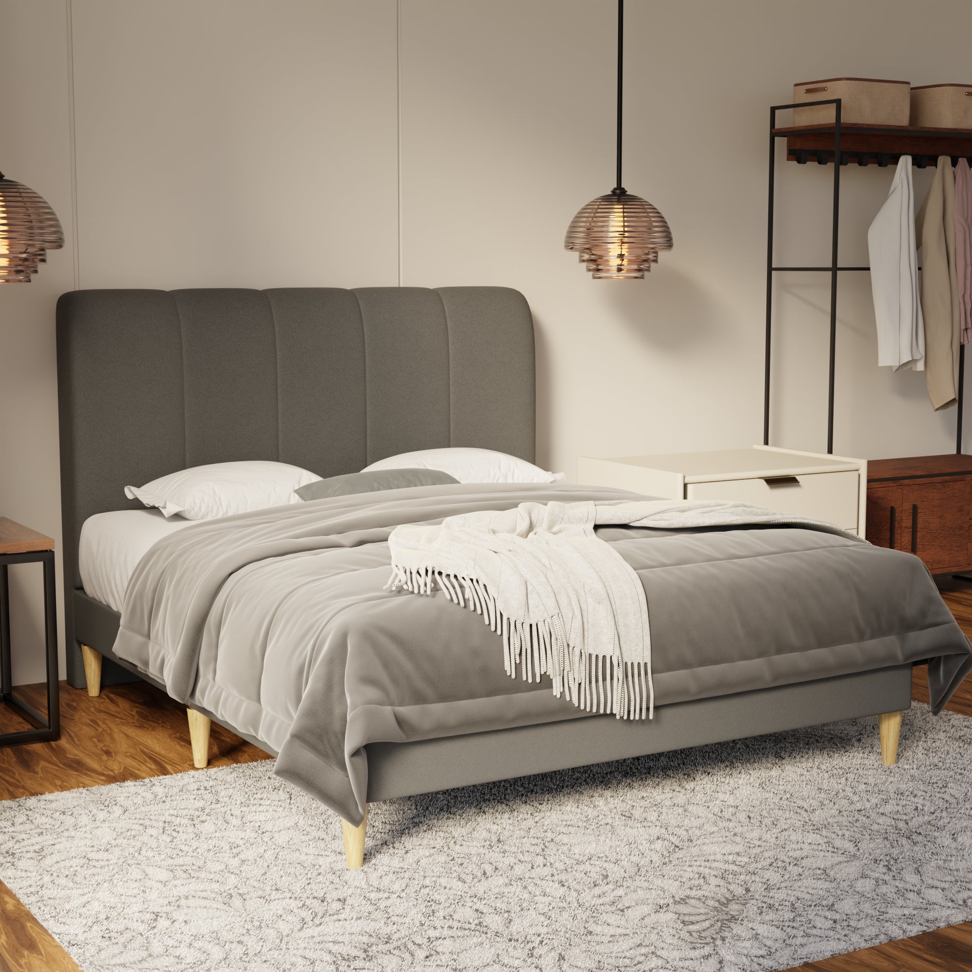 Caldrin Fabric Bed Frame (Water Repellent & Pet friendly) by Somnuz