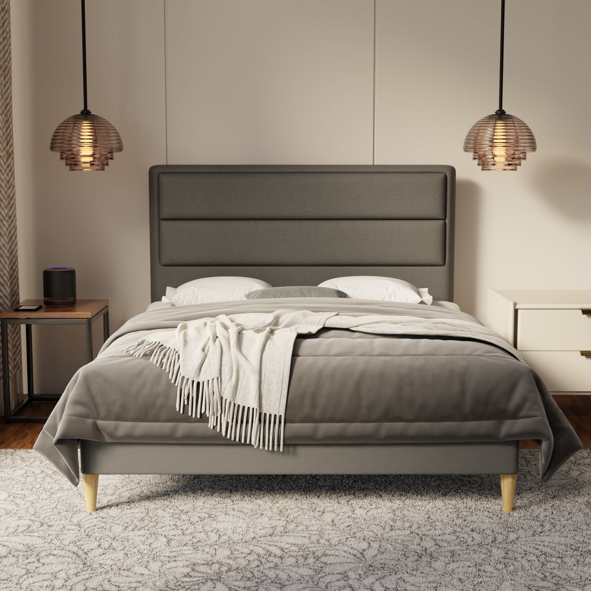 Zorvain Fabric Bed Frame (Water Repellent & Pet friendly) by Somnuz