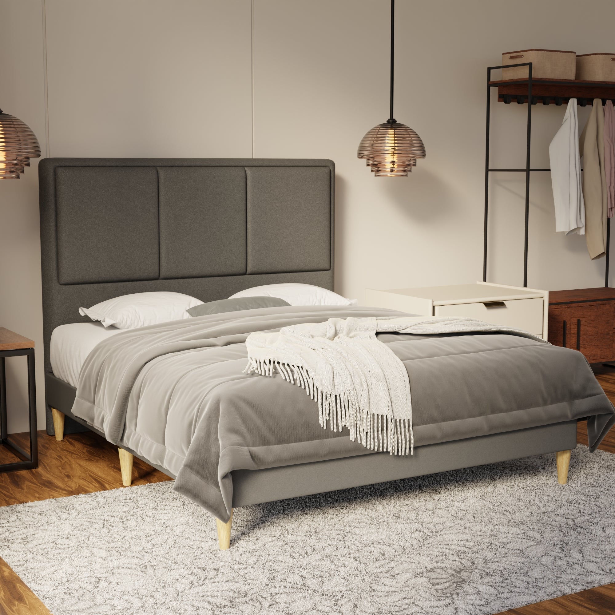Velmira Fabric Bed Frame (Water Repellent & Pet friendly) by Somnuz