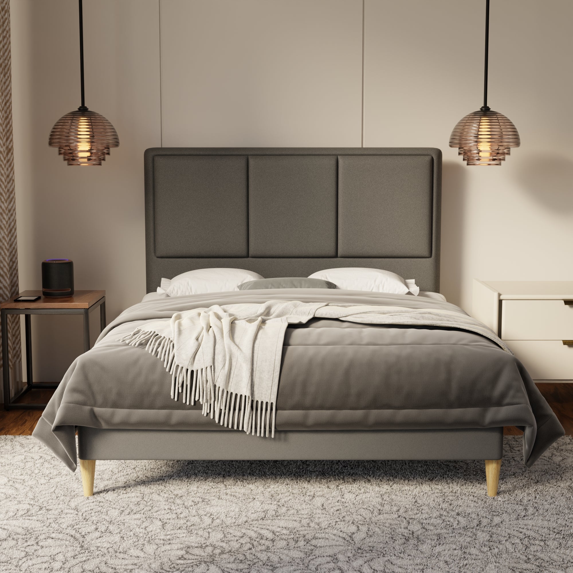 Velmira Fabric Bed Frame (Water Repellent & Pet friendly) by Somnuz