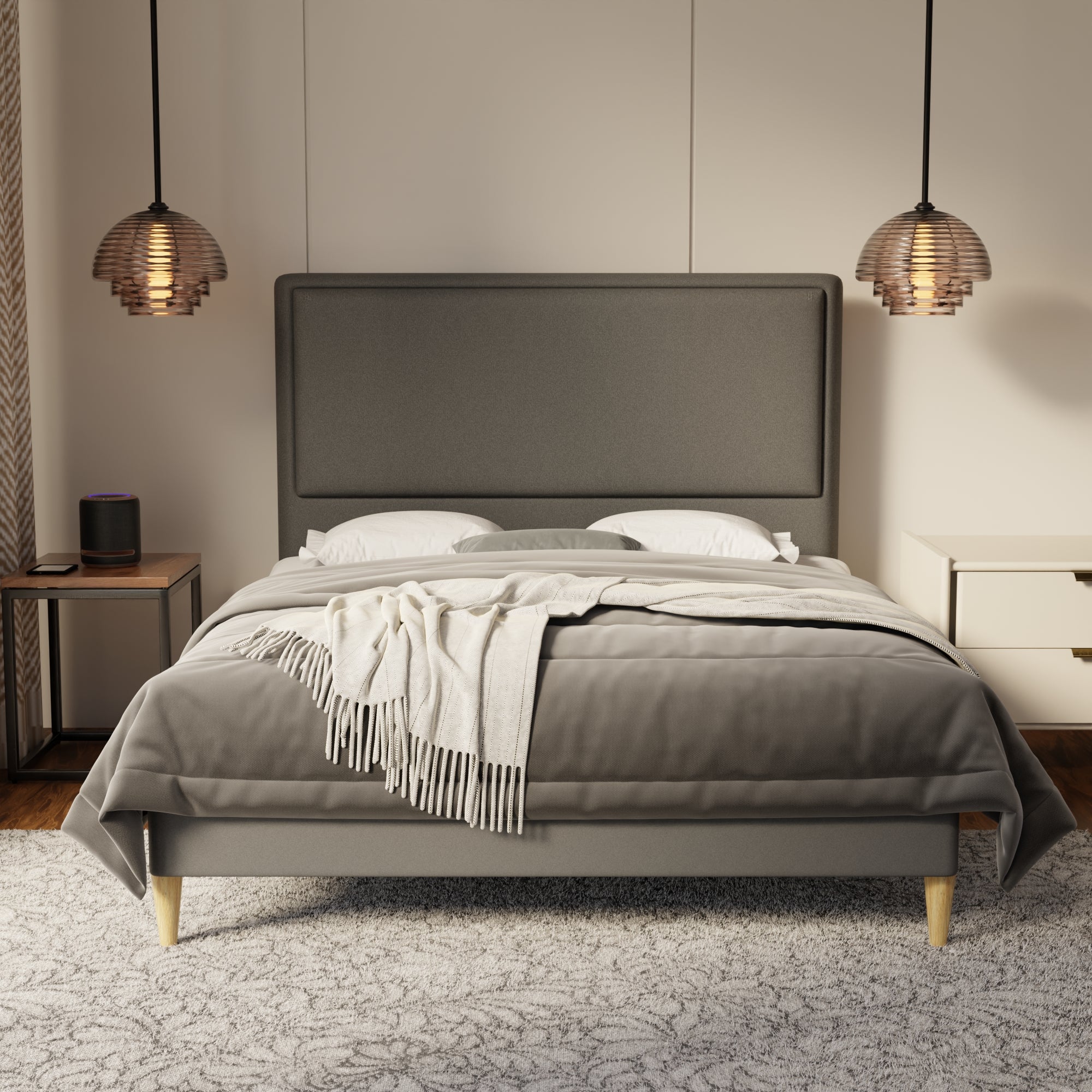 Shiro Fabric Bed Frame (Water Repellent & Pet friendly) by Somnuz