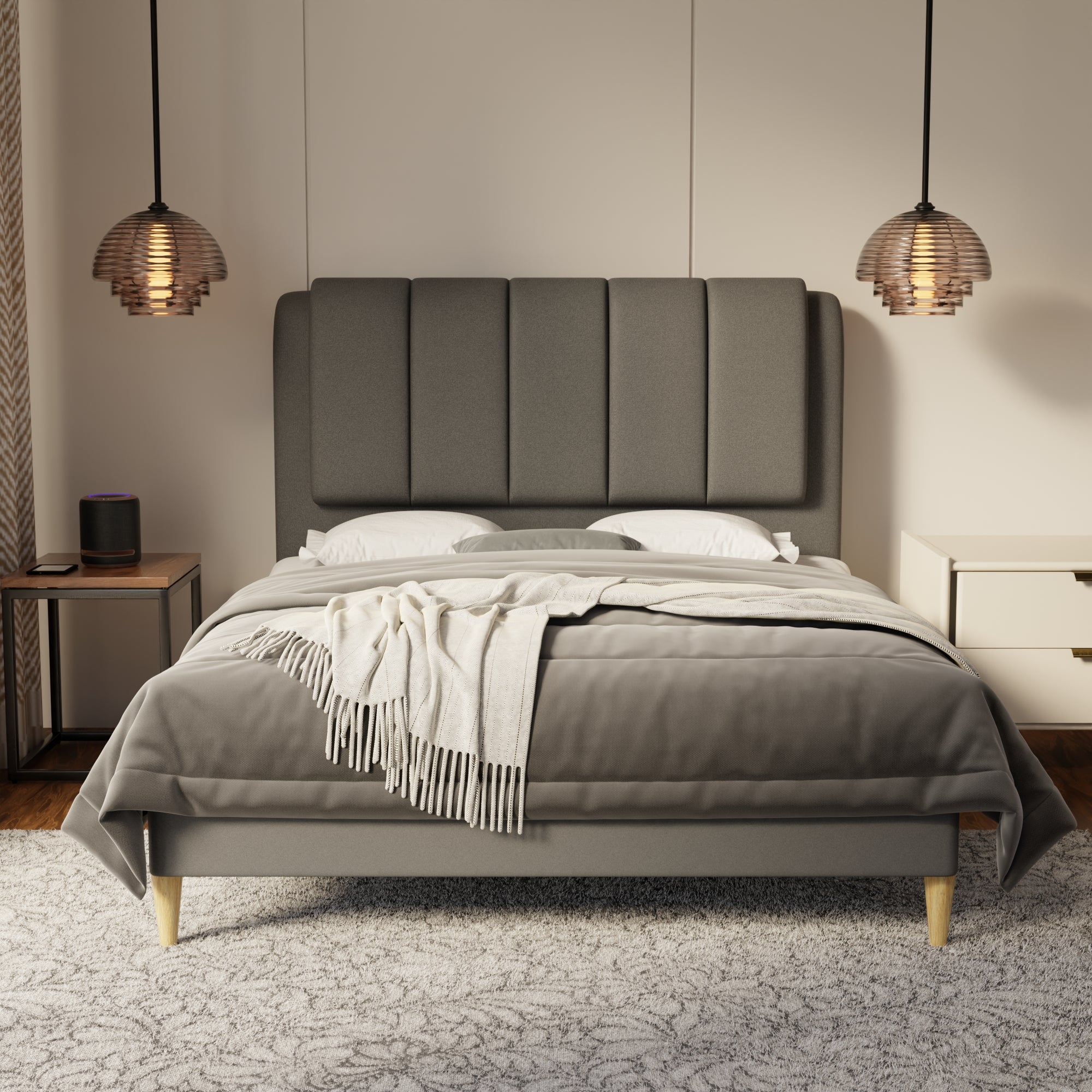 Asteron Fabric Bed Frame (Water Repellent & Pet friendly) by Somnuz