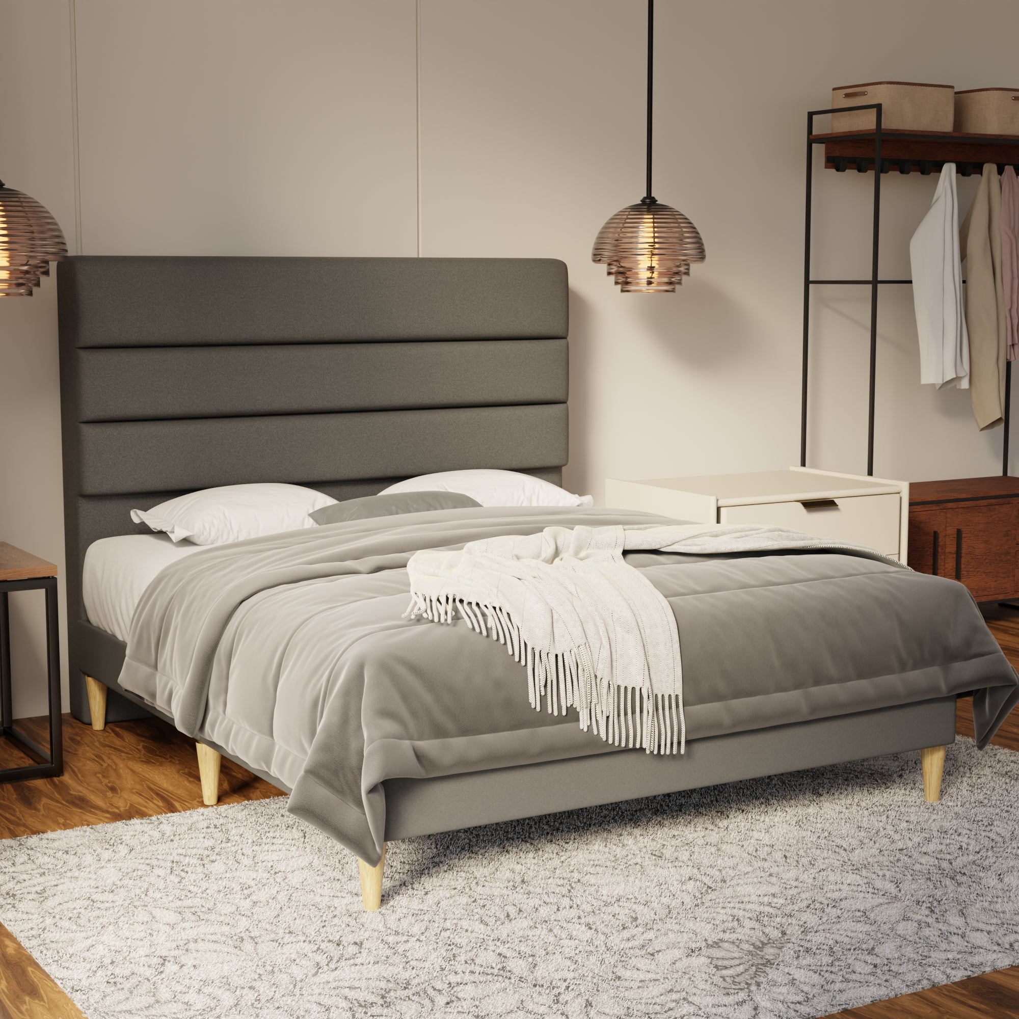 Corlune Fabric Bed Frame (Water Repellent & Pet friendly) by Somnuz