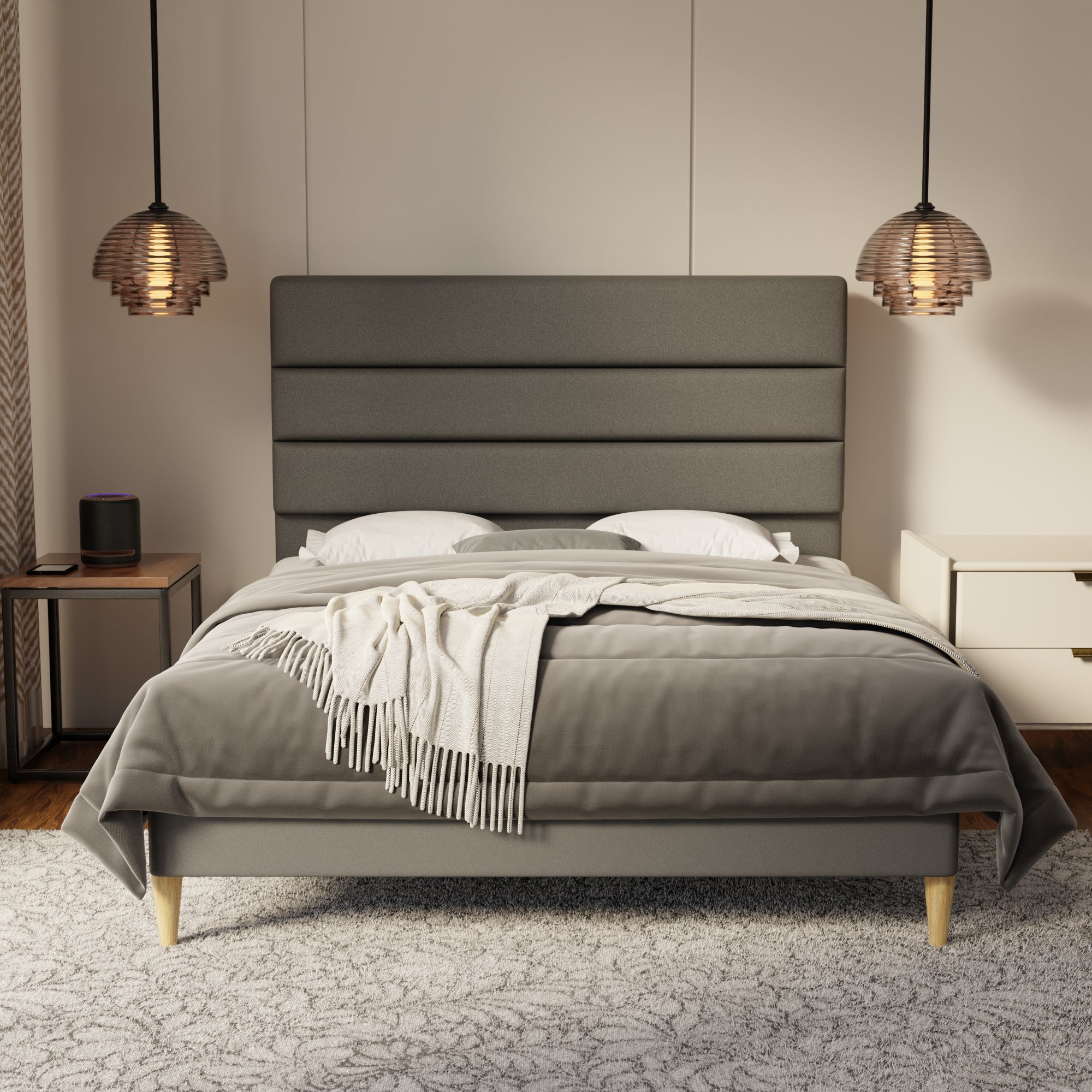 Corlune Fabric Bed Frame (Water Repellent & Pet friendly) by Somnuz