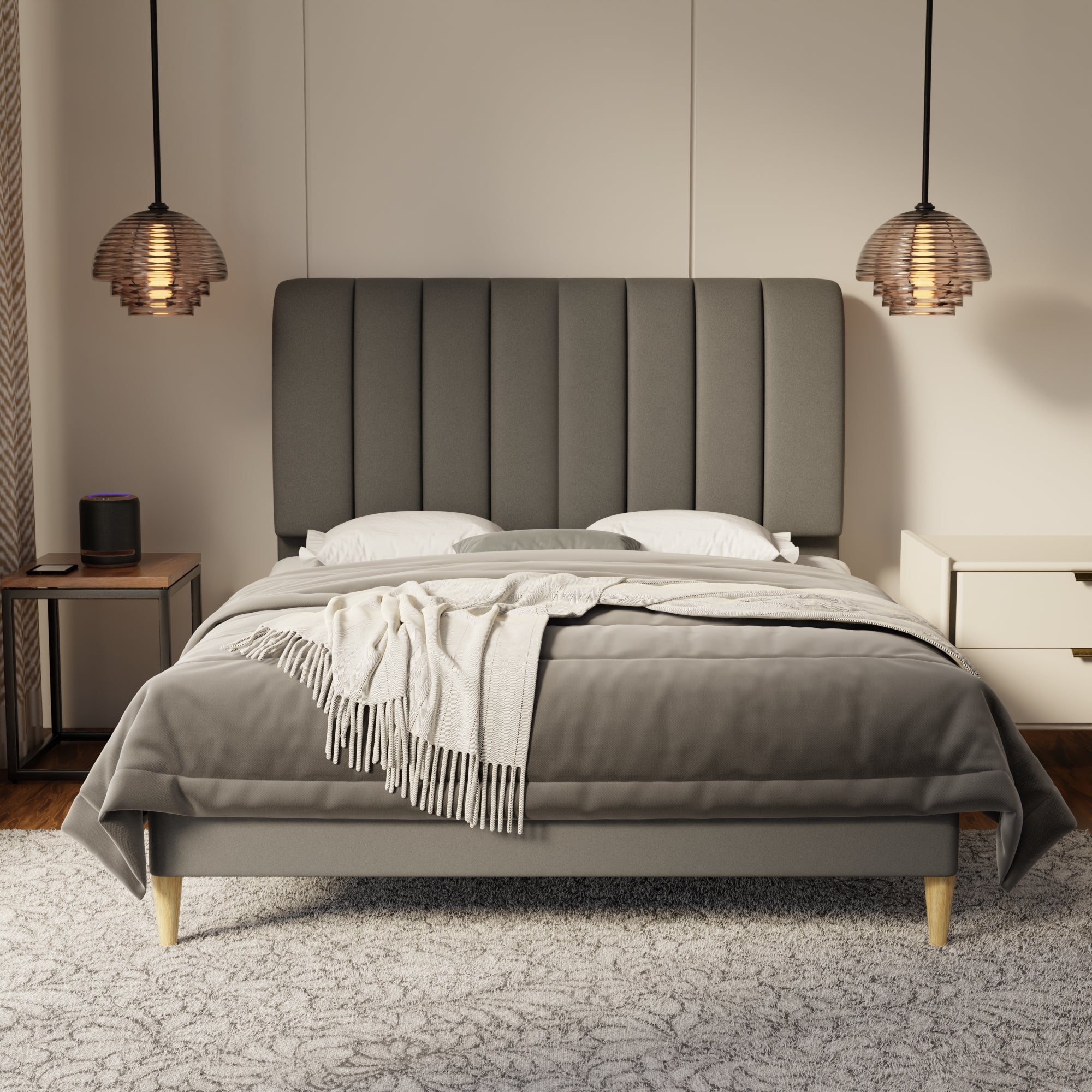 Trevino Fabric Bed Frame (Water Repellent & Pet friendly) by Somnuz