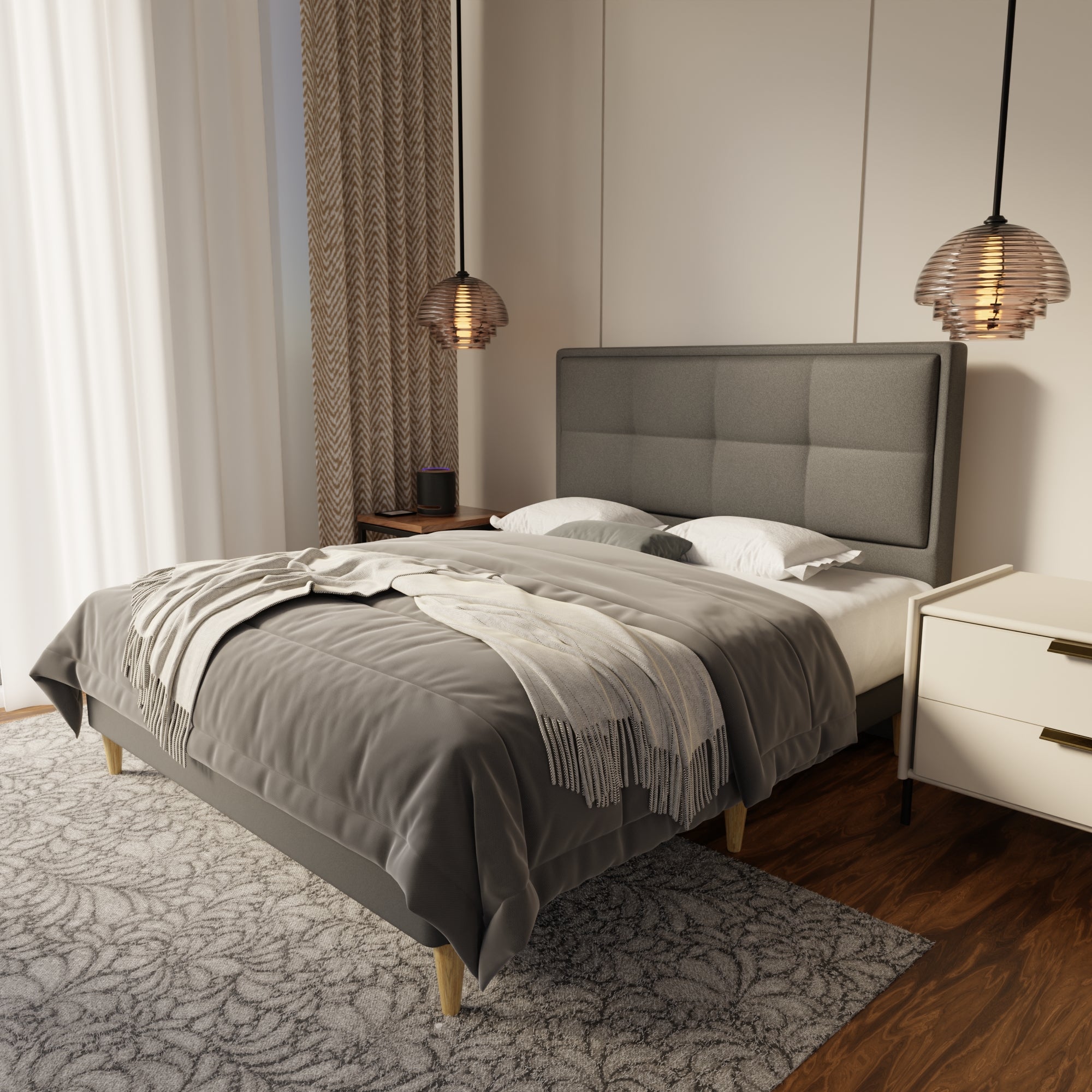 Solvane Fabric Bed Frame (Water Repellent & Pet friendly) by Somnuz