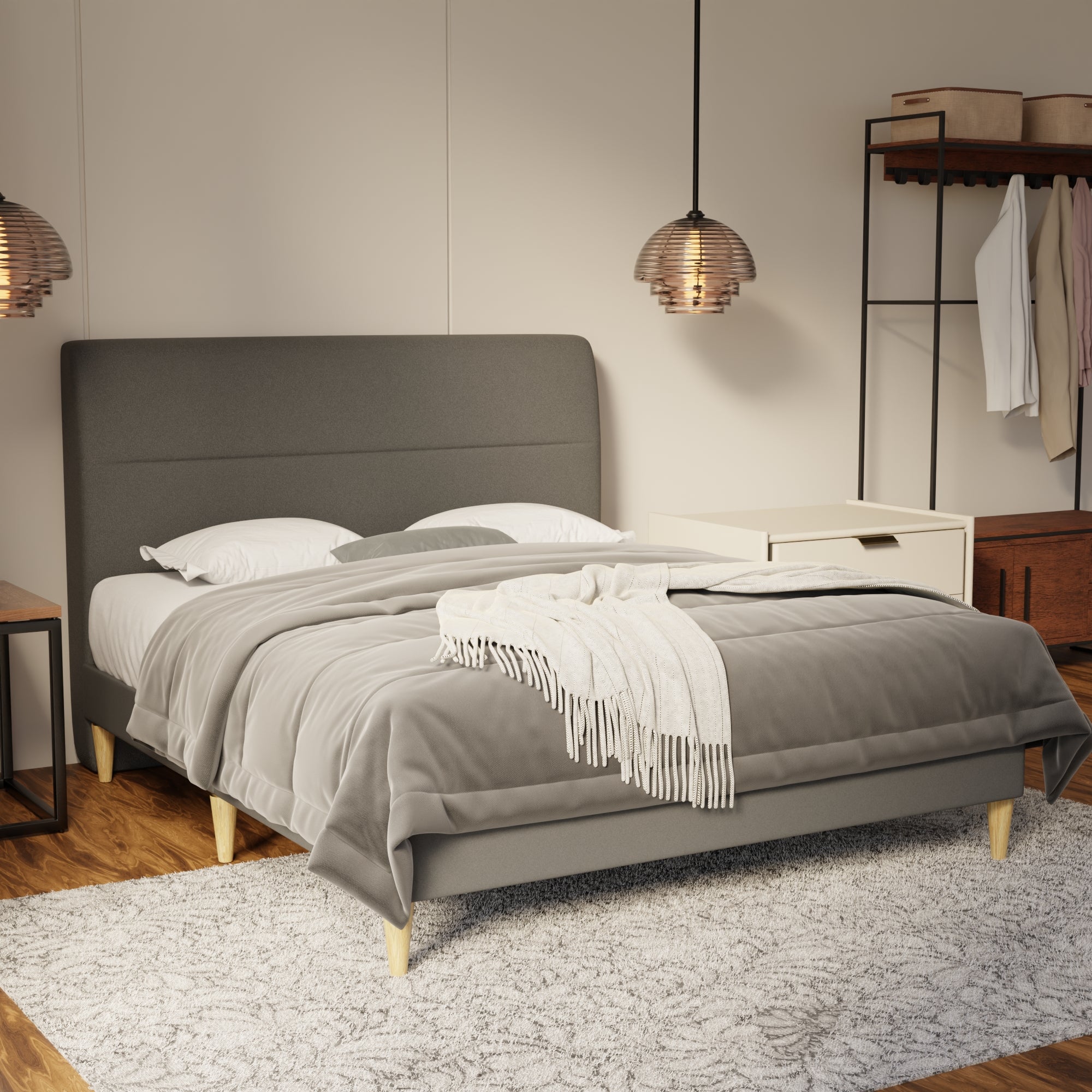 Lysara Fabric Bed Frame (Water Repellent & Pet friendly) by Somnuz