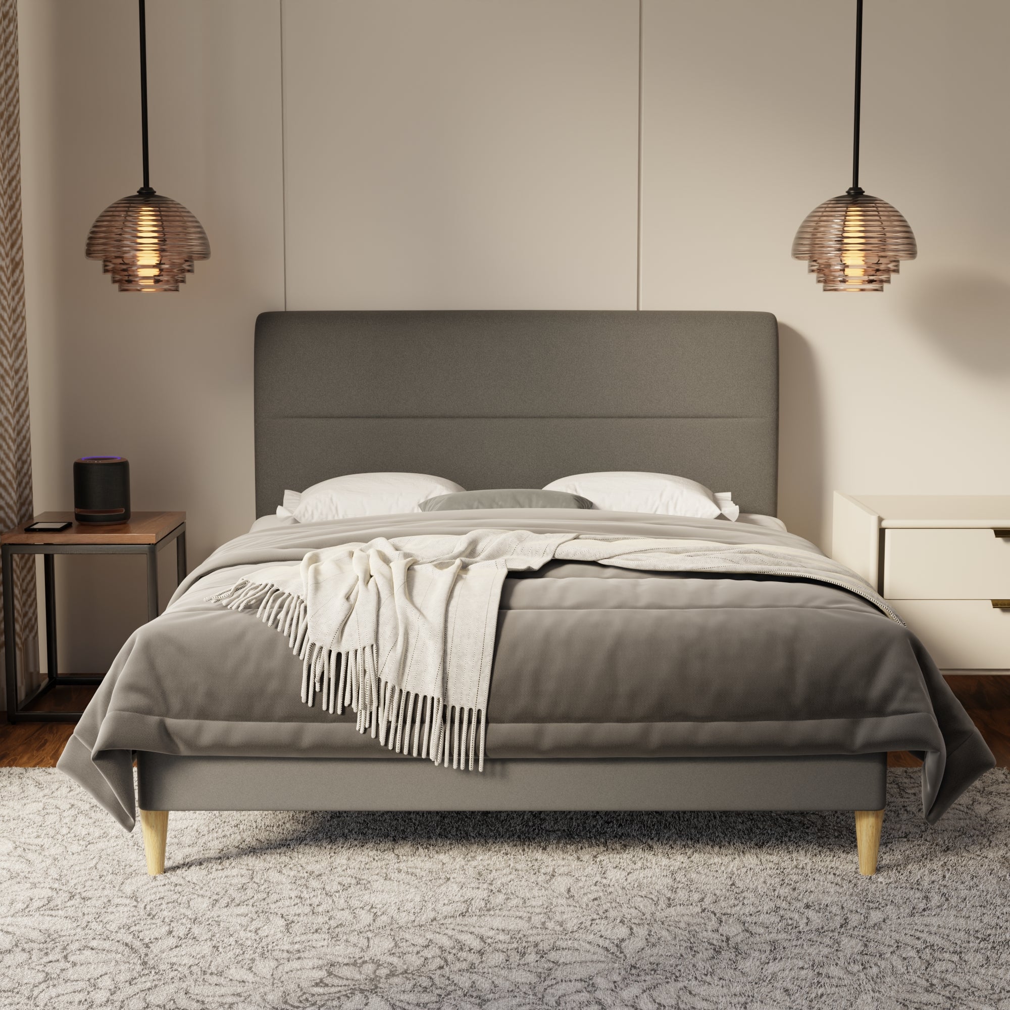 Lysara Fabric Bed Frame (Water Repellent & Pet friendly) by Somnuz