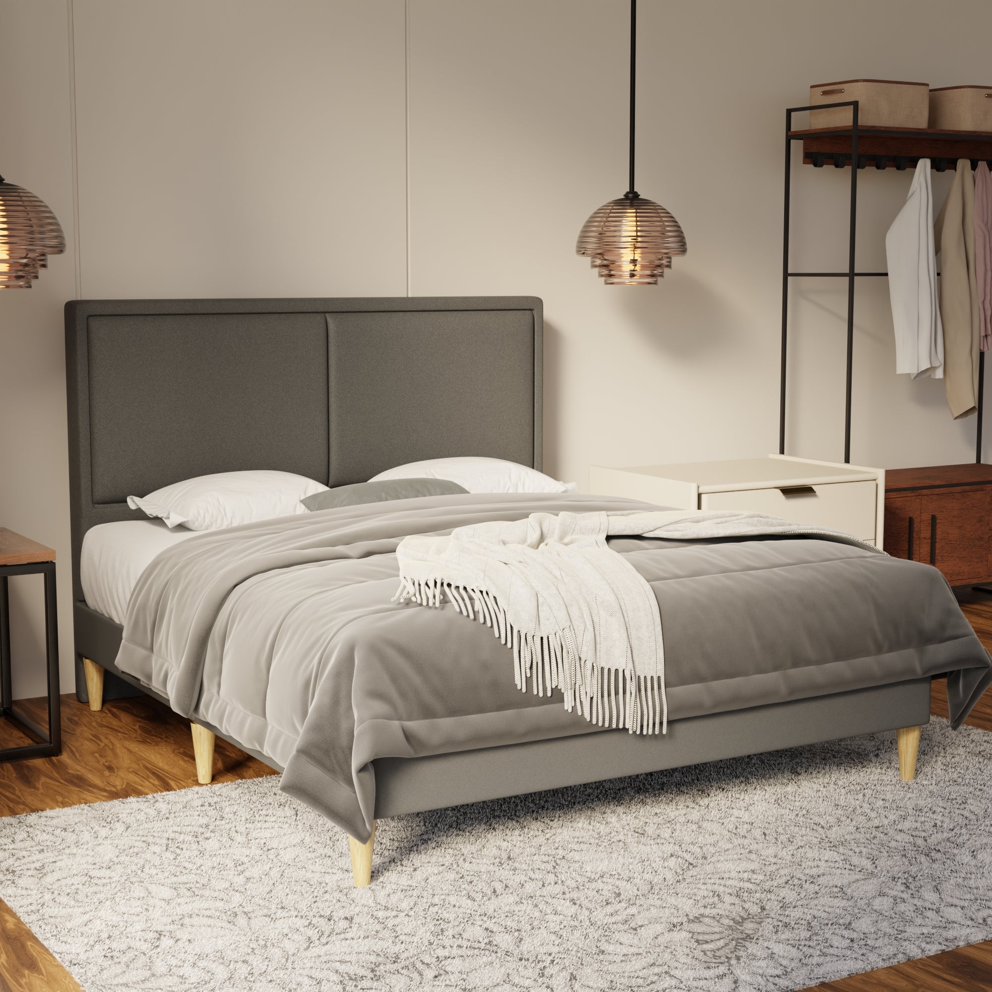 Bravelle Fabric Bed Frame (Water Repellent & Pet friendly) by Somnuz