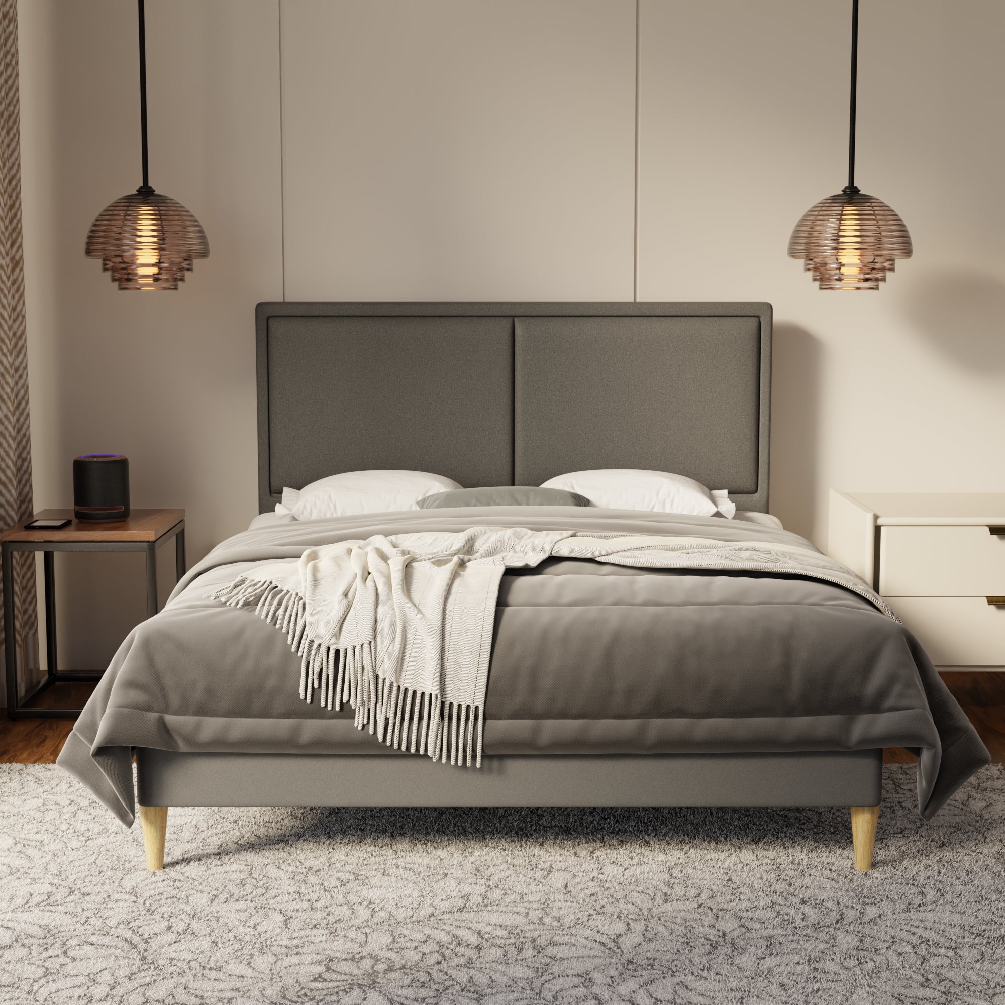 Bravelle Fabric Bed Frame (Water Repellent & Pet friendly) by Somnuz