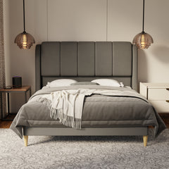 Brinley Fabric Bed Frame (Water Repellent & Pet friendly) by Somnuz