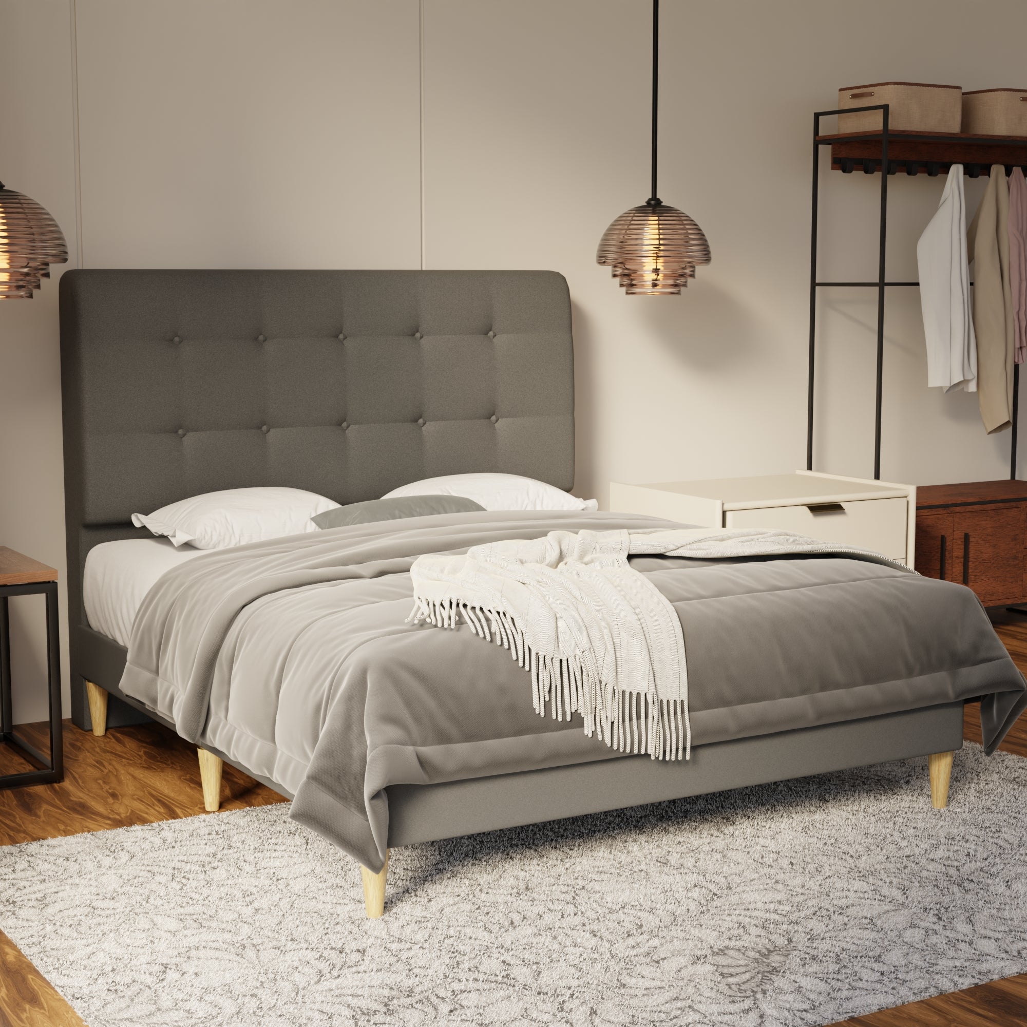 Endora Fabric Bed Frame (Water Repellent & Pet friendly) by Somnuz