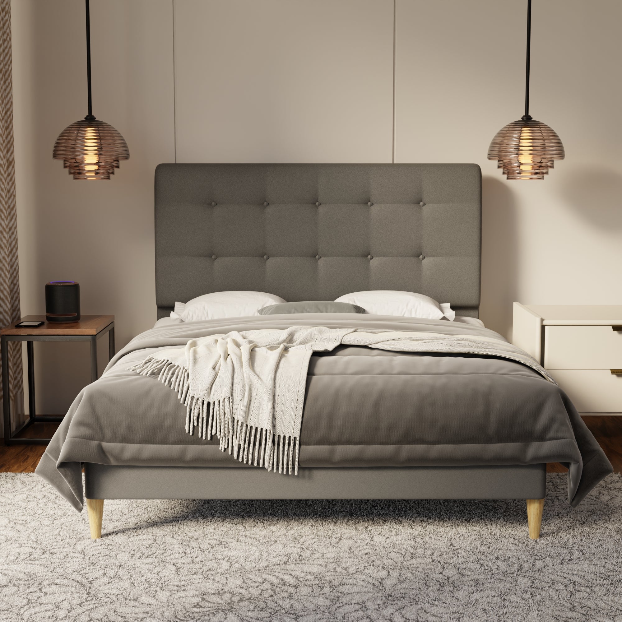 Endora Fabric Bed Frame (Water Repellent & Pet friendly) by Somnuz
