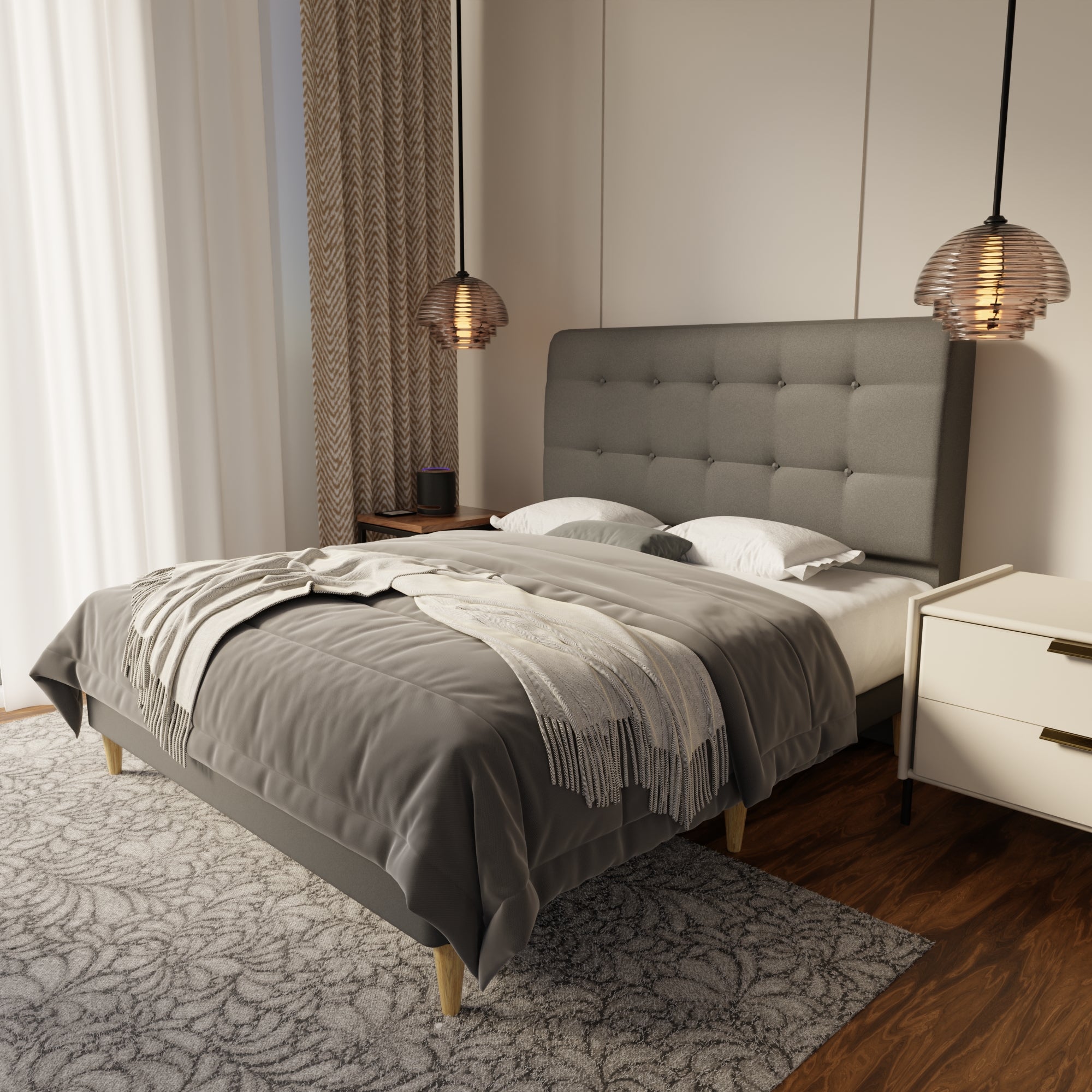 Endora Fabric Bed Frame (Water Repellent & Pet friendly) by Somnuz