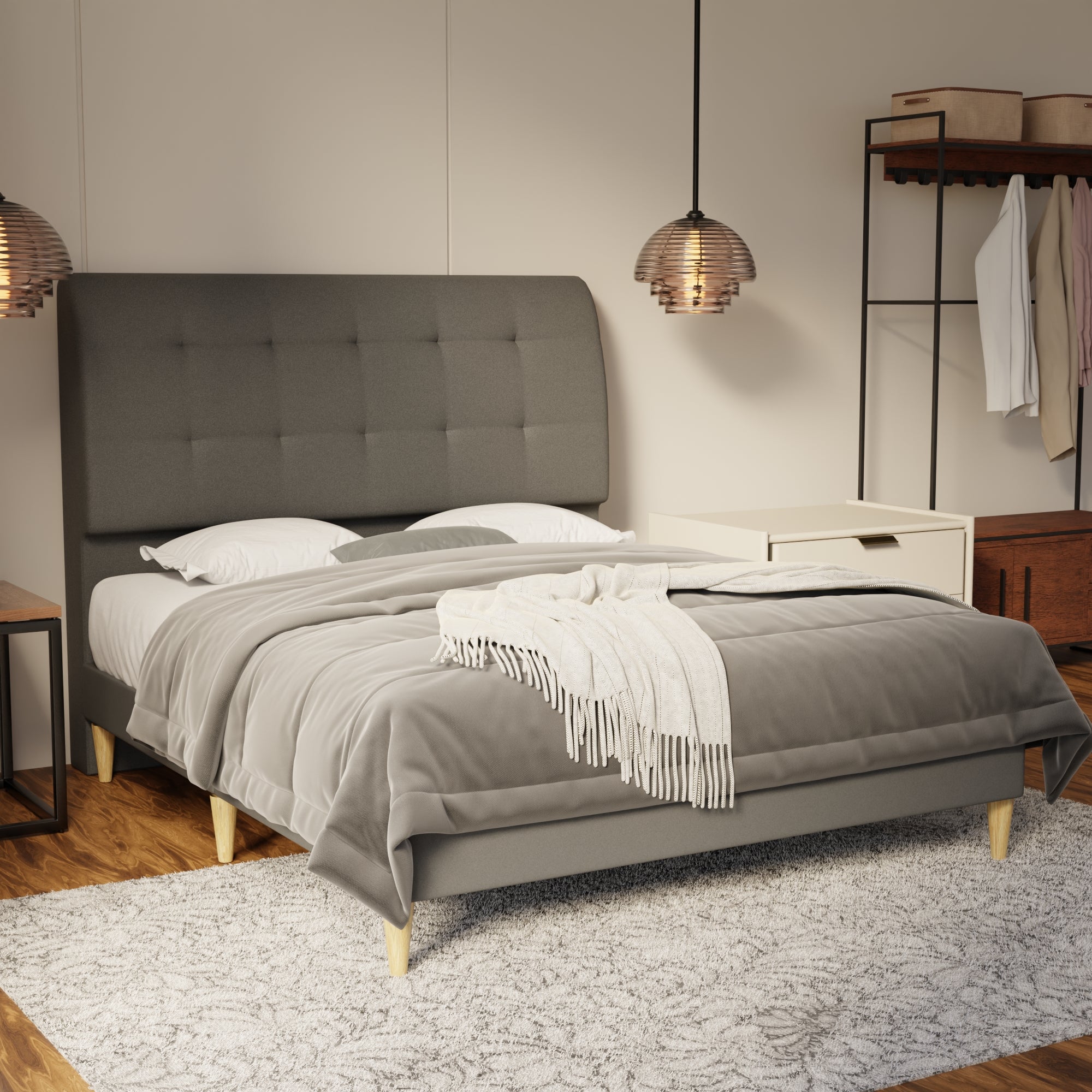 Haldor Fabric Bed Frame (Water Repellent & Pet friendly) by Somnuz