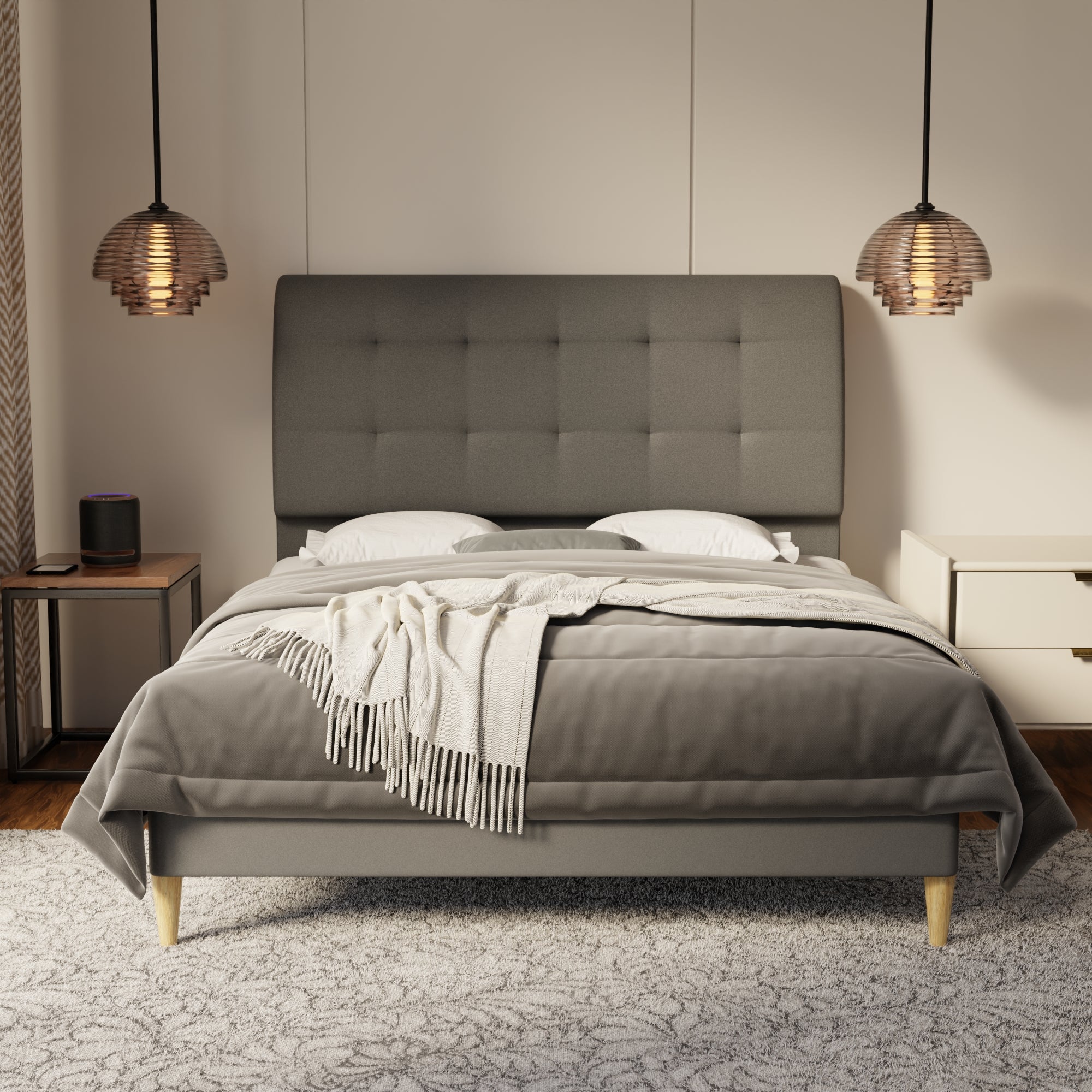 Haldor Fabric Bed Frame (Water Repellent & Pet friendly) by Somnuz