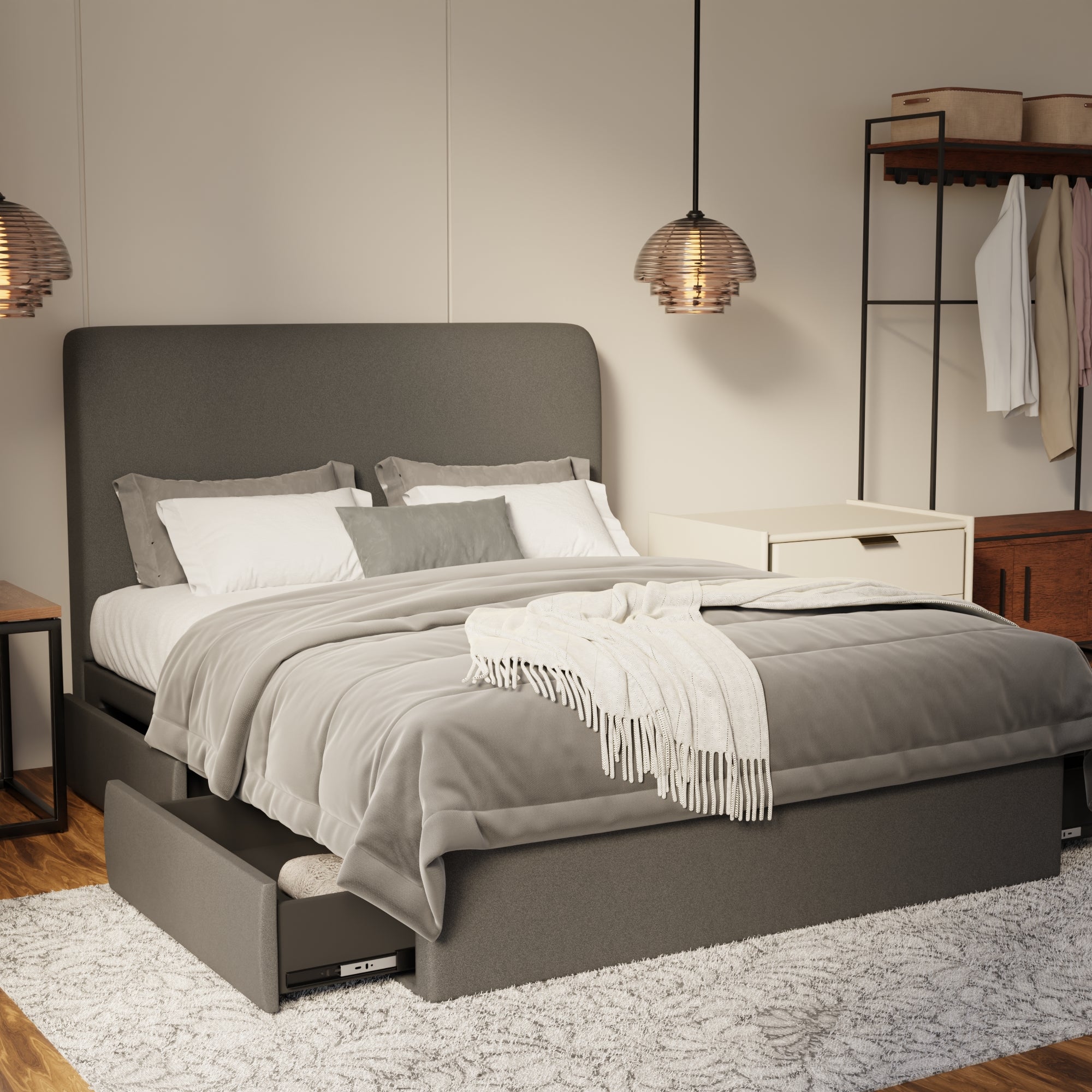 Vintaro Fabric Drawer Bed Frame (Water Repellent & Pet friendly) by Somnuz