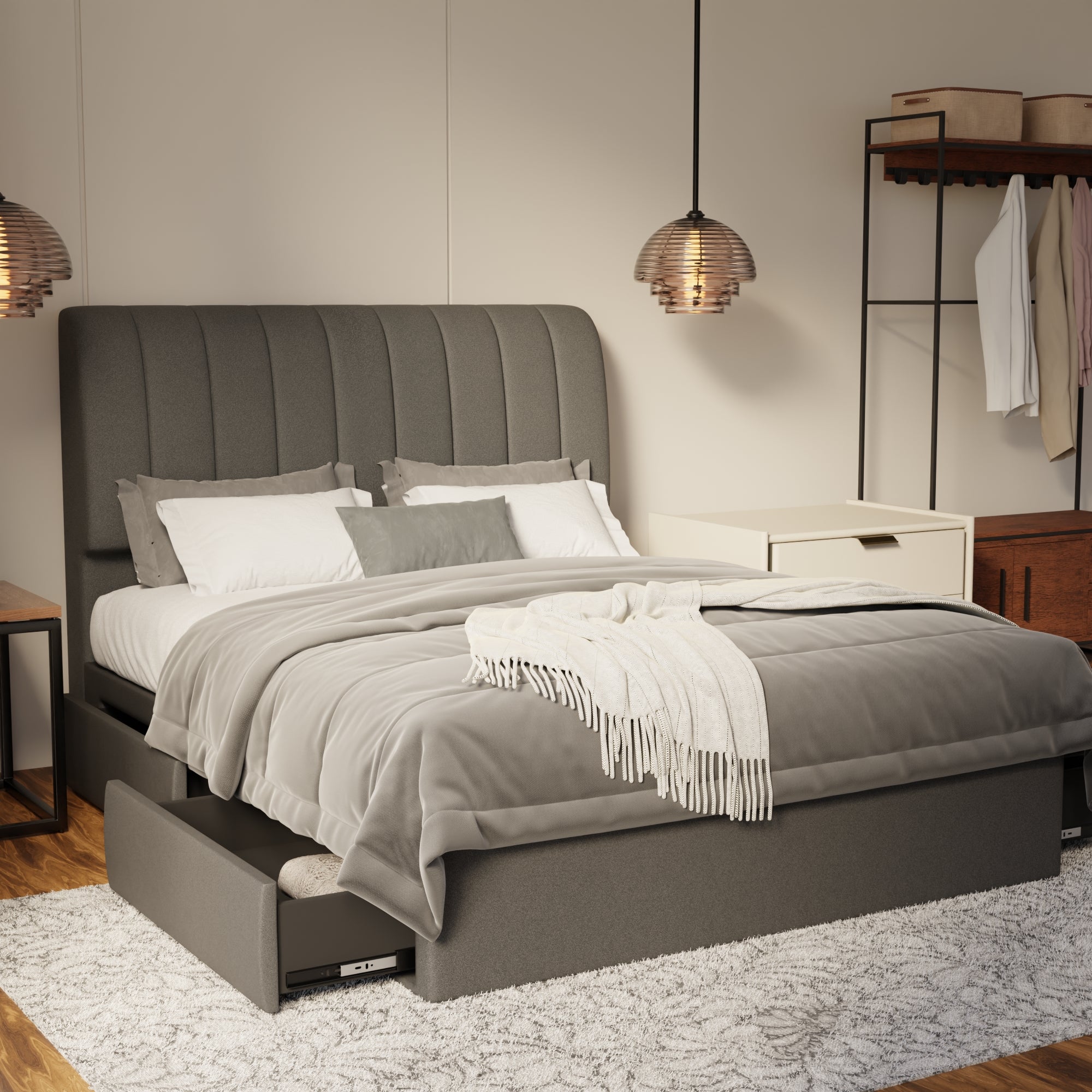 Kuro Fabric Drawer Bed Frame (Water Repellent & Pet friendly) by Somnuz