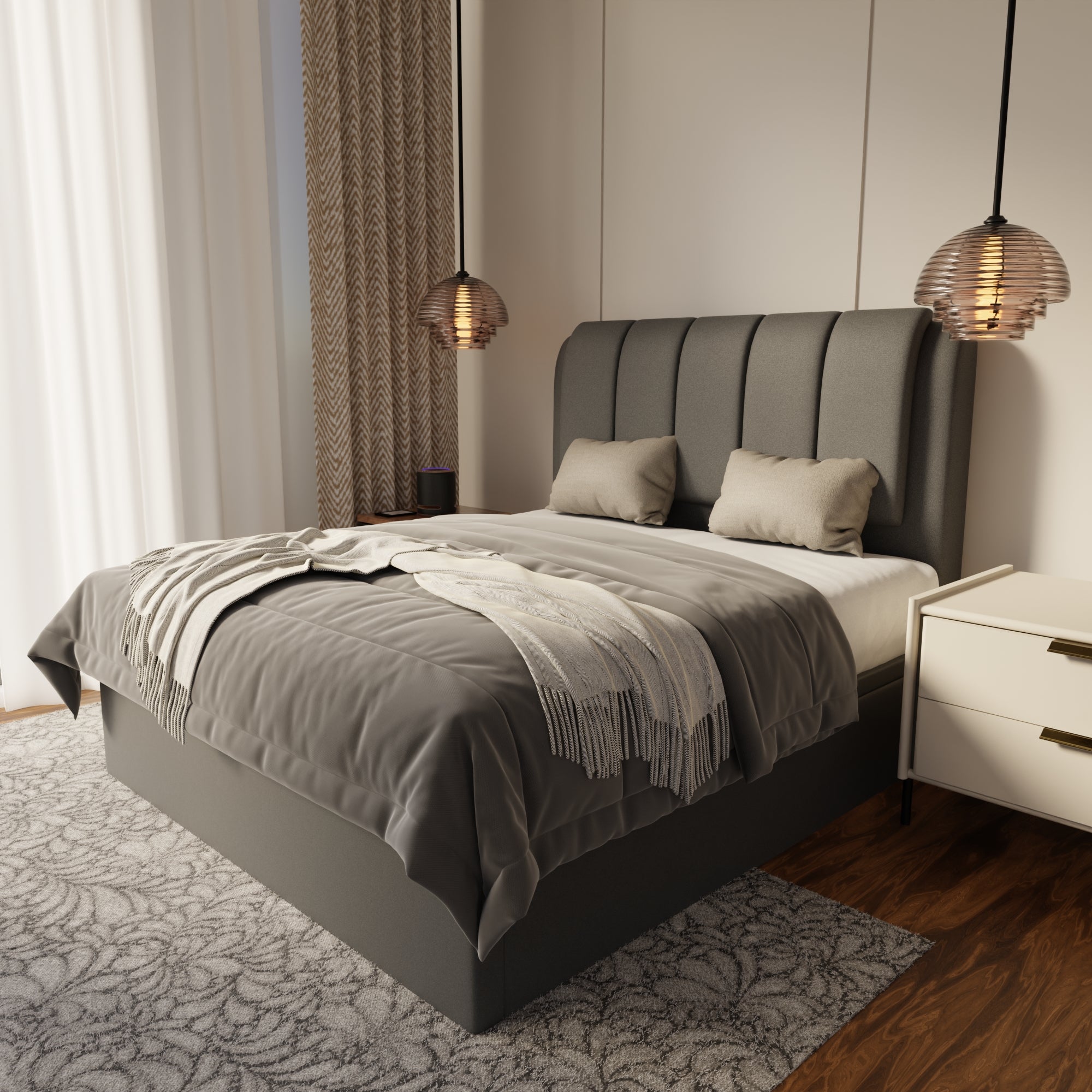 Asteron Fabric Storage Bed Frame (Water Repellent & Pet Friendly) by Somnuz