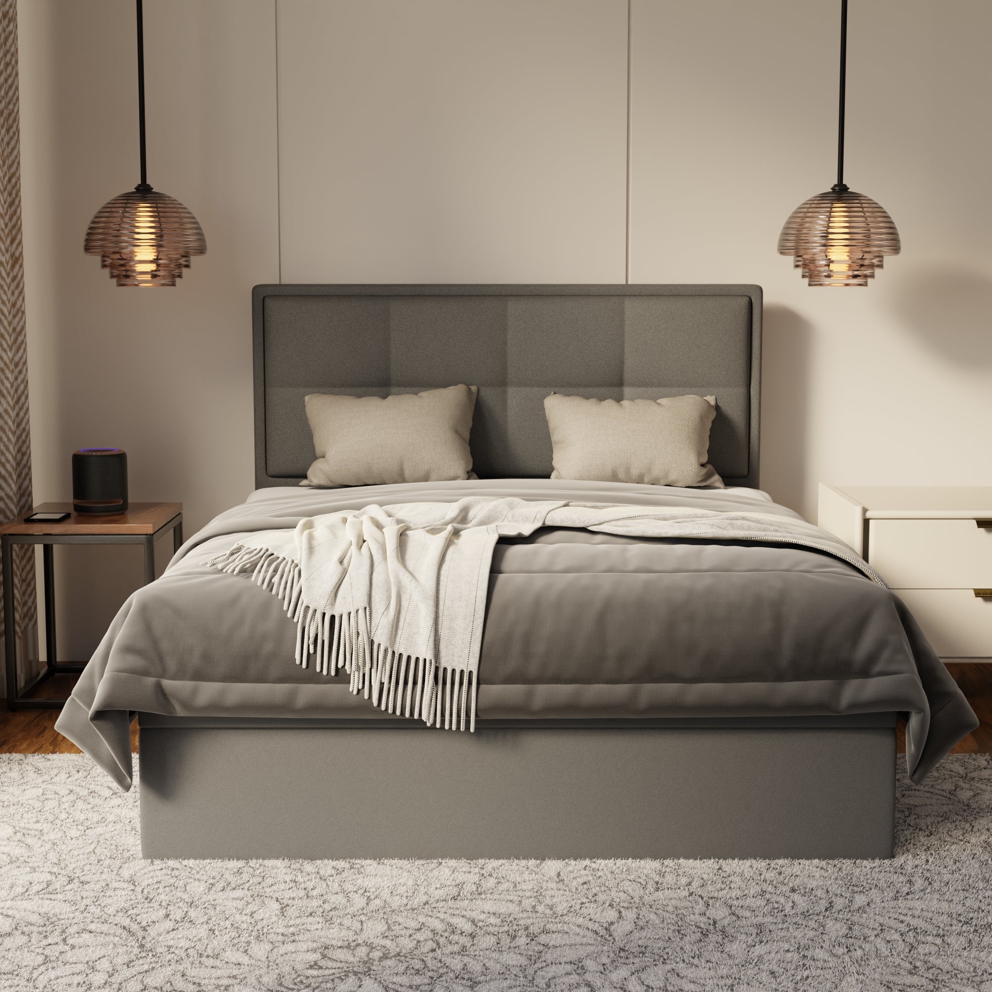 Solvane Fabric Storage Bed Frame (Water Repellent & Pet Friendly) by Somnuz