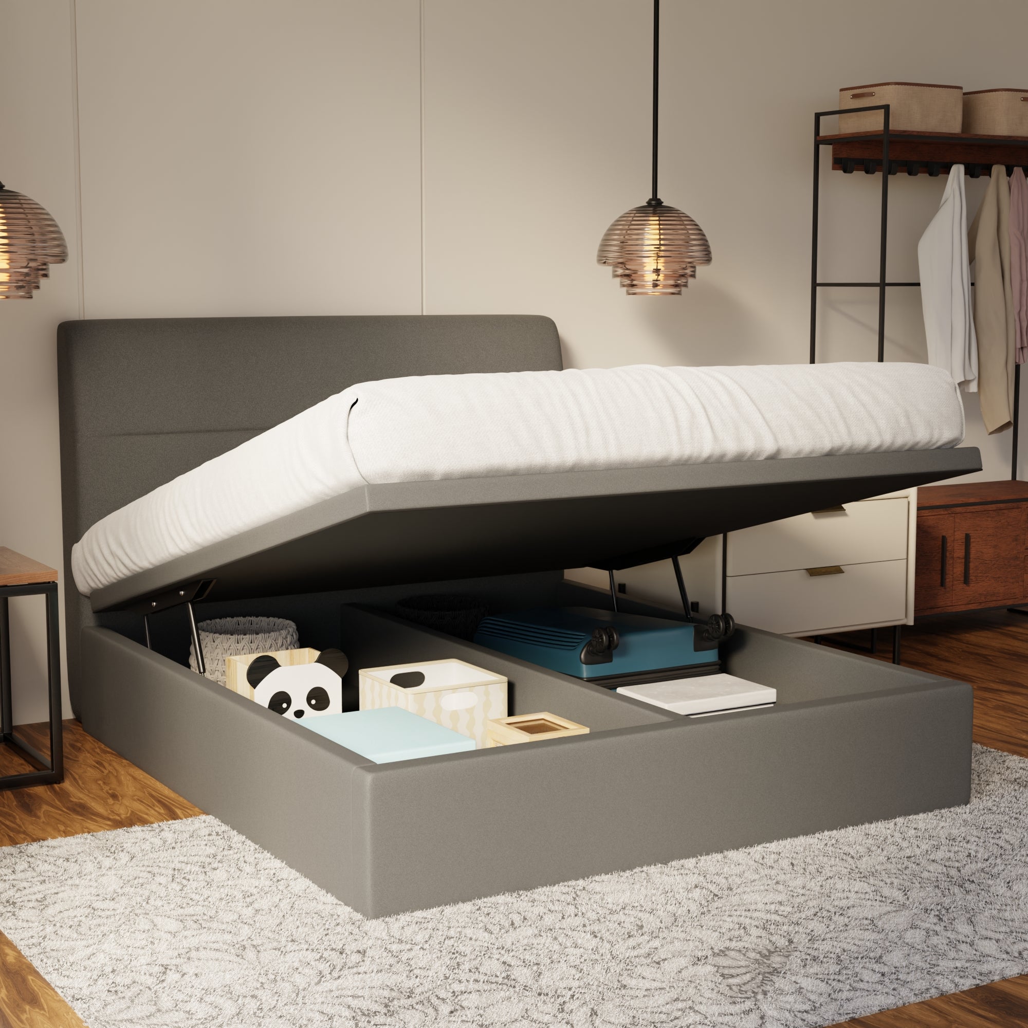 Lysara Fabric Storage Bed Frame (Water Repellent & Pet Friendly) by Somnuz