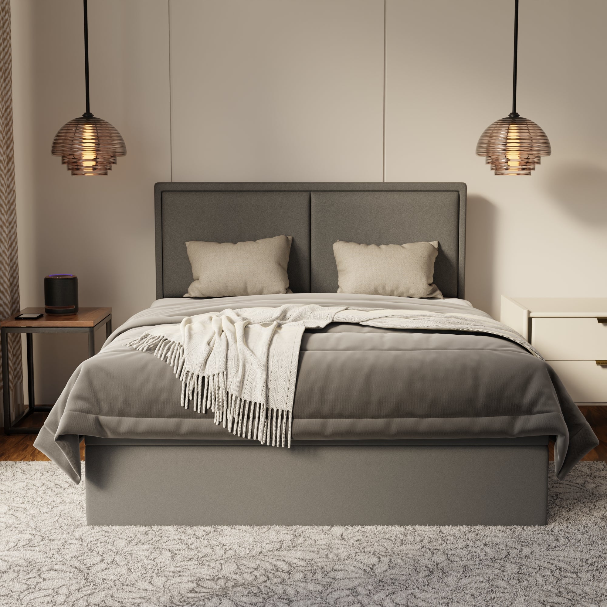 Bravelle Fabric Storage Bed Frame (Water Repellent & Pet Friendly) by Somnuz