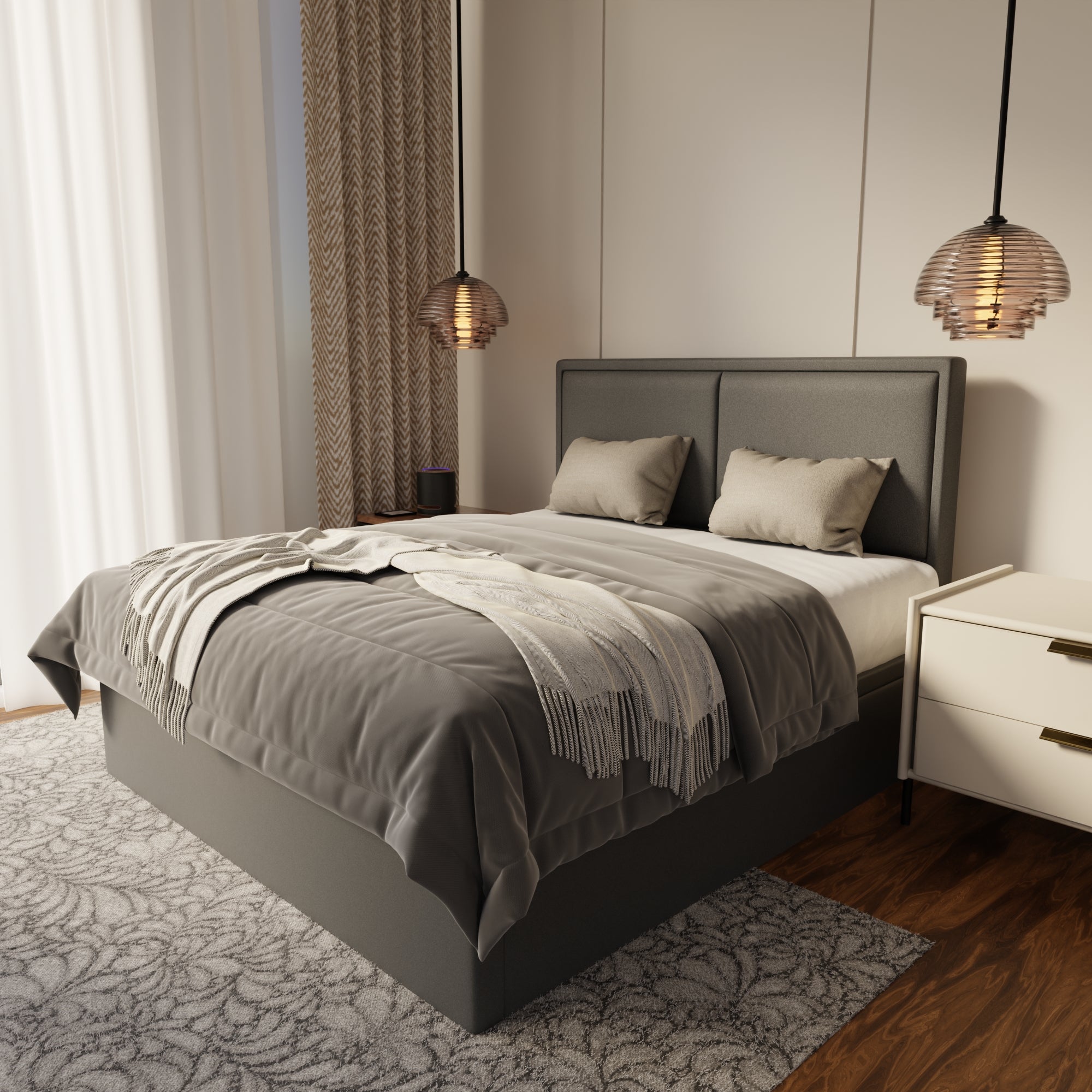 Bravelle Fabric Storage Bed Frame (Water Repellent & Pet Friendly) by Somnuz